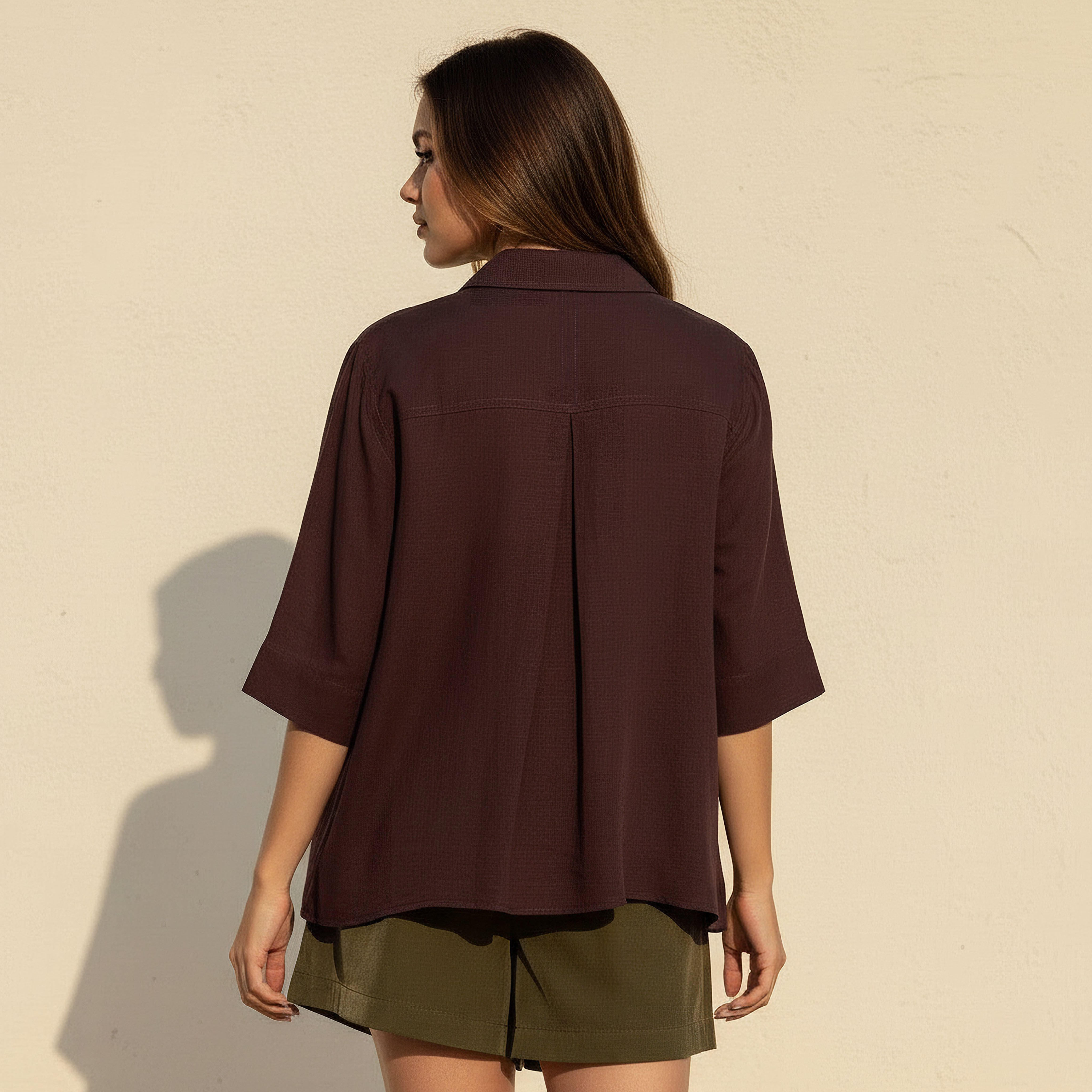 قميص من مزيج الكتان بقصّة مريحة وياقة عادية-women-clothing-shirtsandblouses-shirts-image-4
