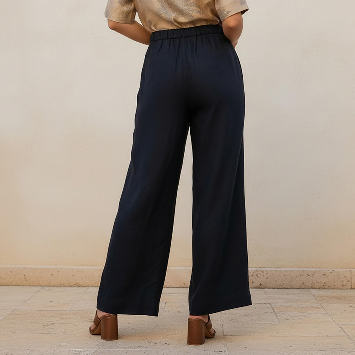 Relaxed Fit Tie-Up Detail Linen Blend Pants-women-clothing-coordsets-image-4