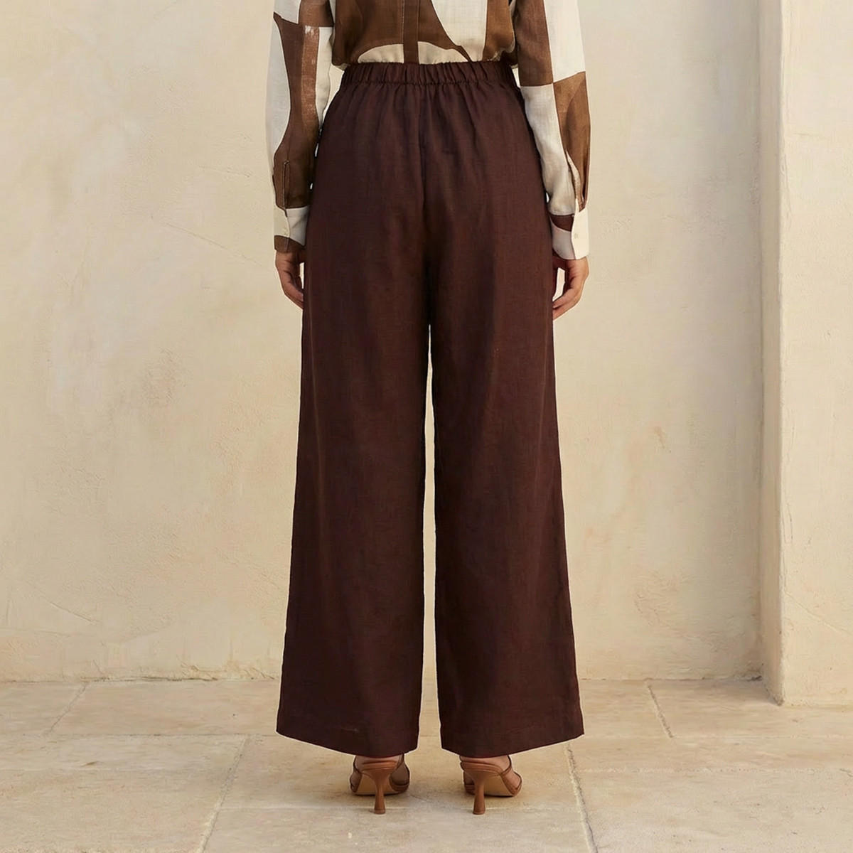 Relaxed Fit Tie-Up Detail Linen Blend Pants-women-clothing-coordsets-image-4