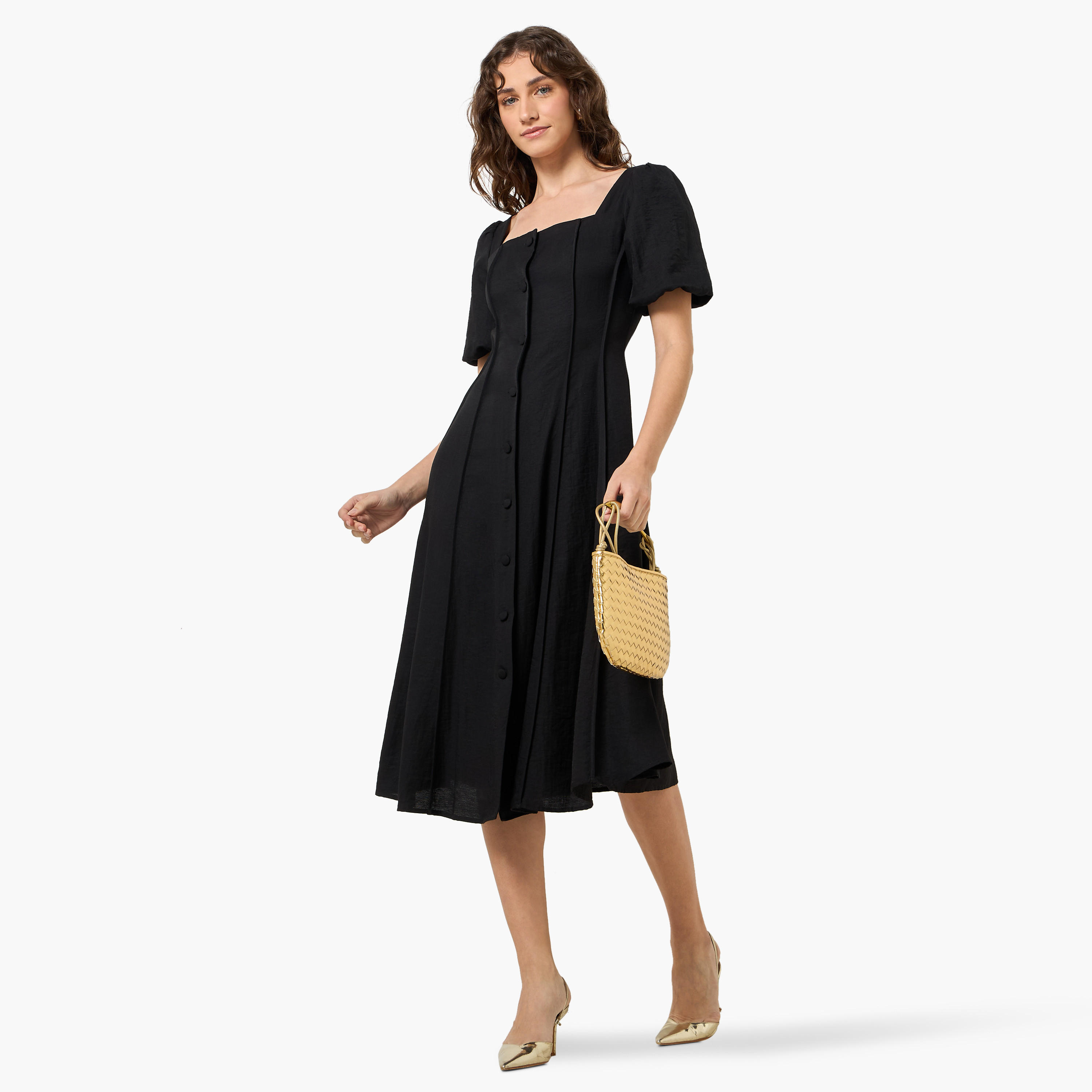 A-line Midi Women Dress with Square Neck-women-clothing-dresses-image-3