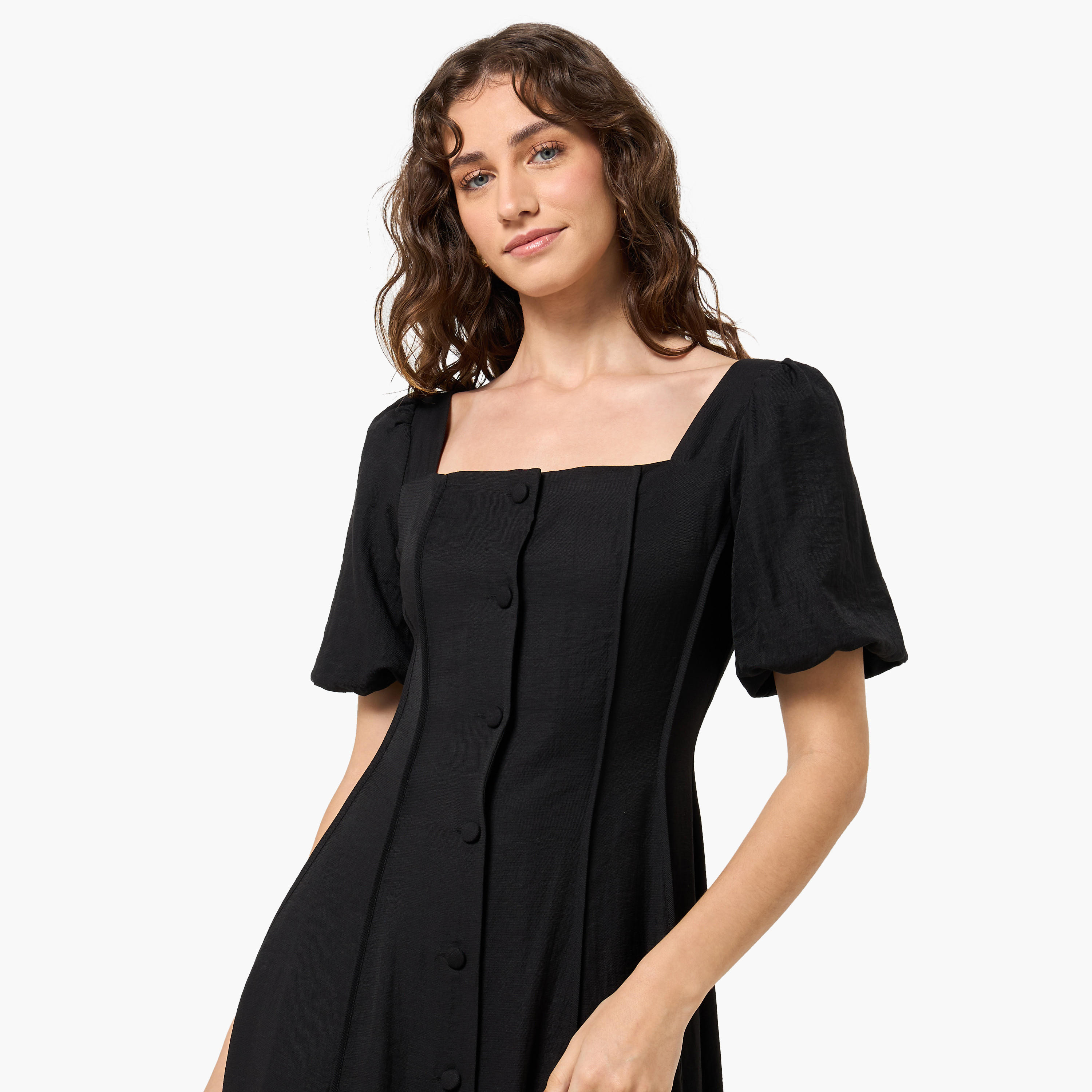 A-line Midi Women Dress with Square Neck-women-clothing-dresses-image-5