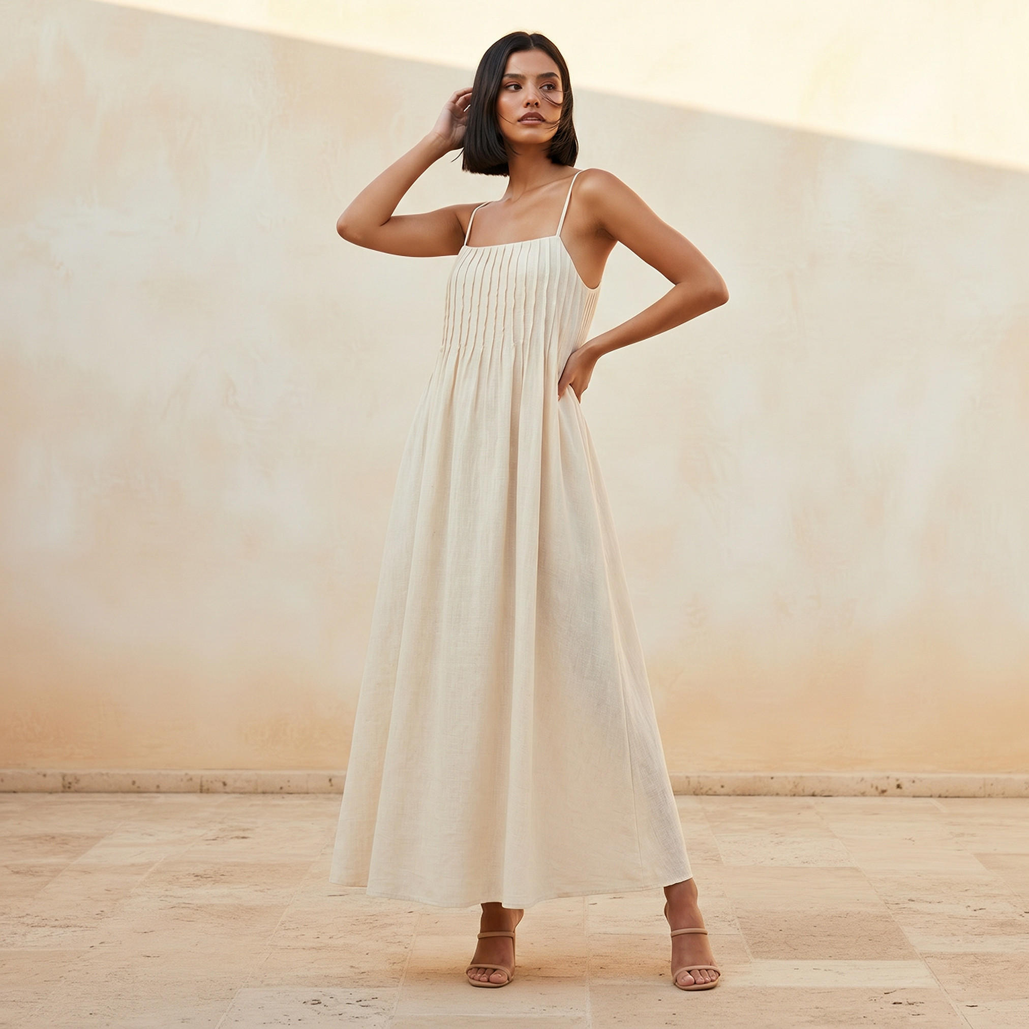 A-line Maxi Dress with Spaghetti Straps-women-clothing-dresses-image-1