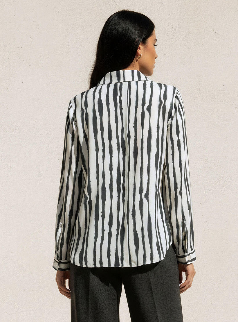 قميص بقصة مريحة وبياقة مدببة-women-clothing-shirtsandblouses-shirts-image-1