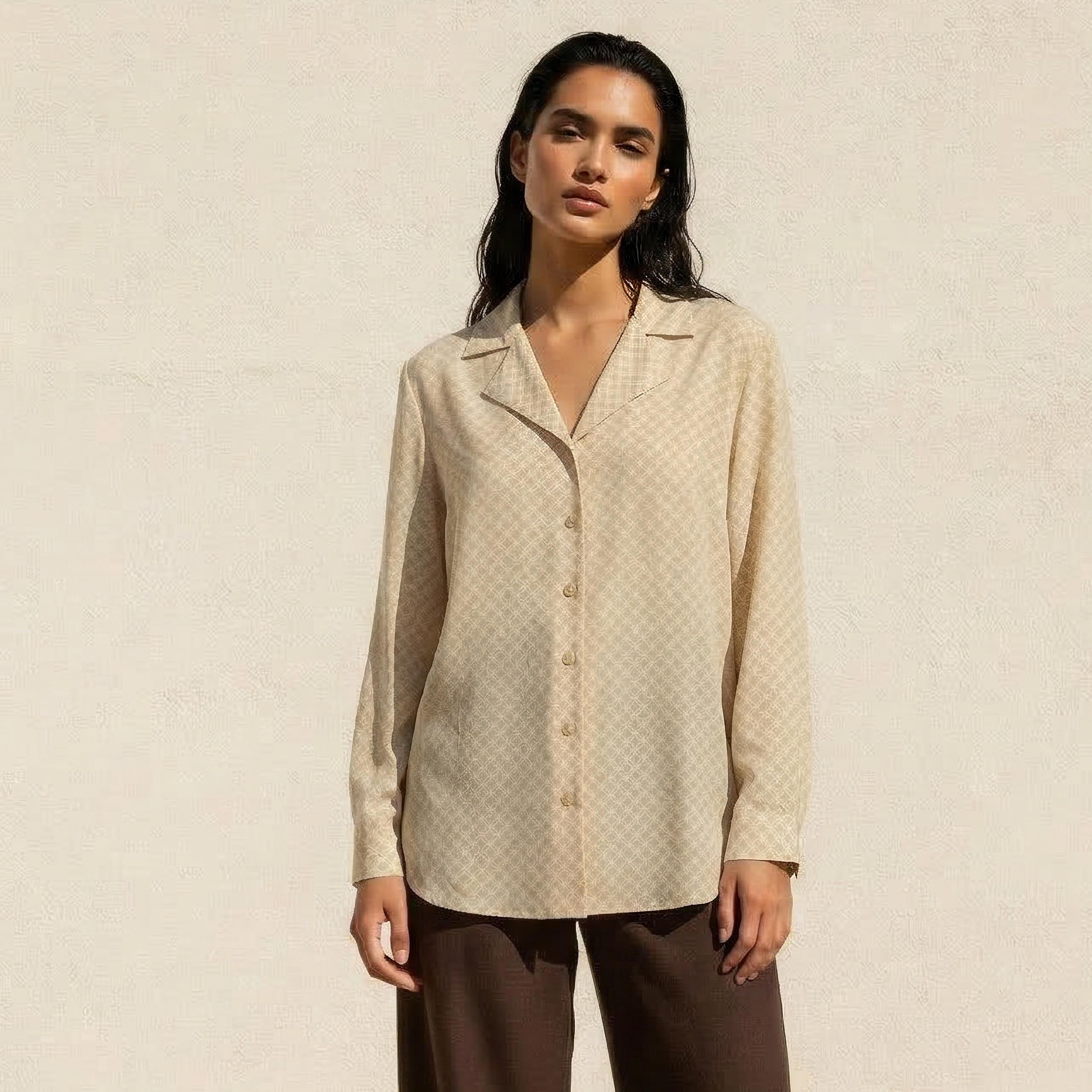 Relaxed Fit Shirt with Notch Collar-women-clothing-shirtsandblouses-shirts-image-1