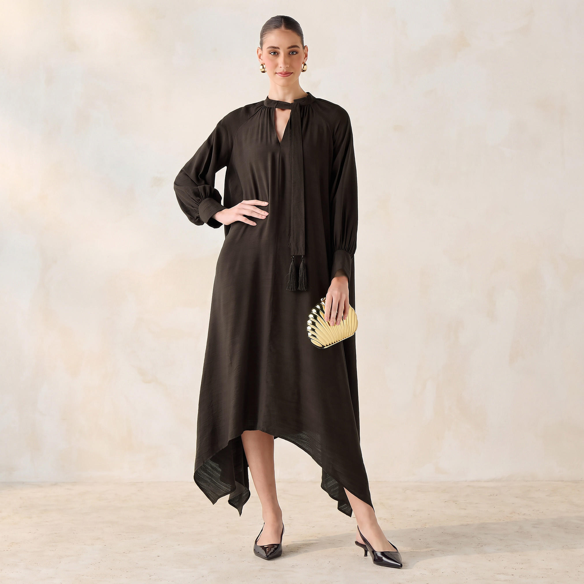 فستان غير متماثل برباط على العنق-women-clothing-dresses-image-1
