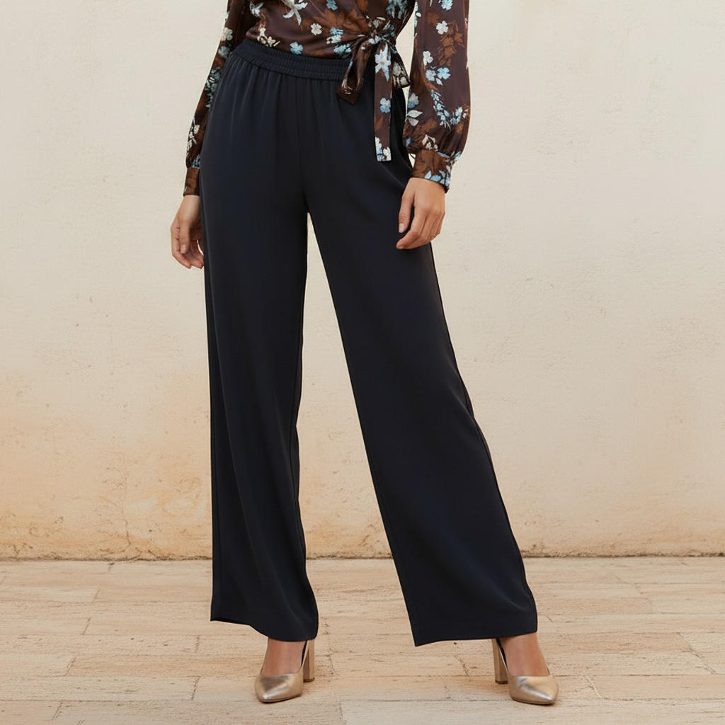 Straight Fit Elasticated Waist Pants-women-clothing-bottoms-trousers-image-1