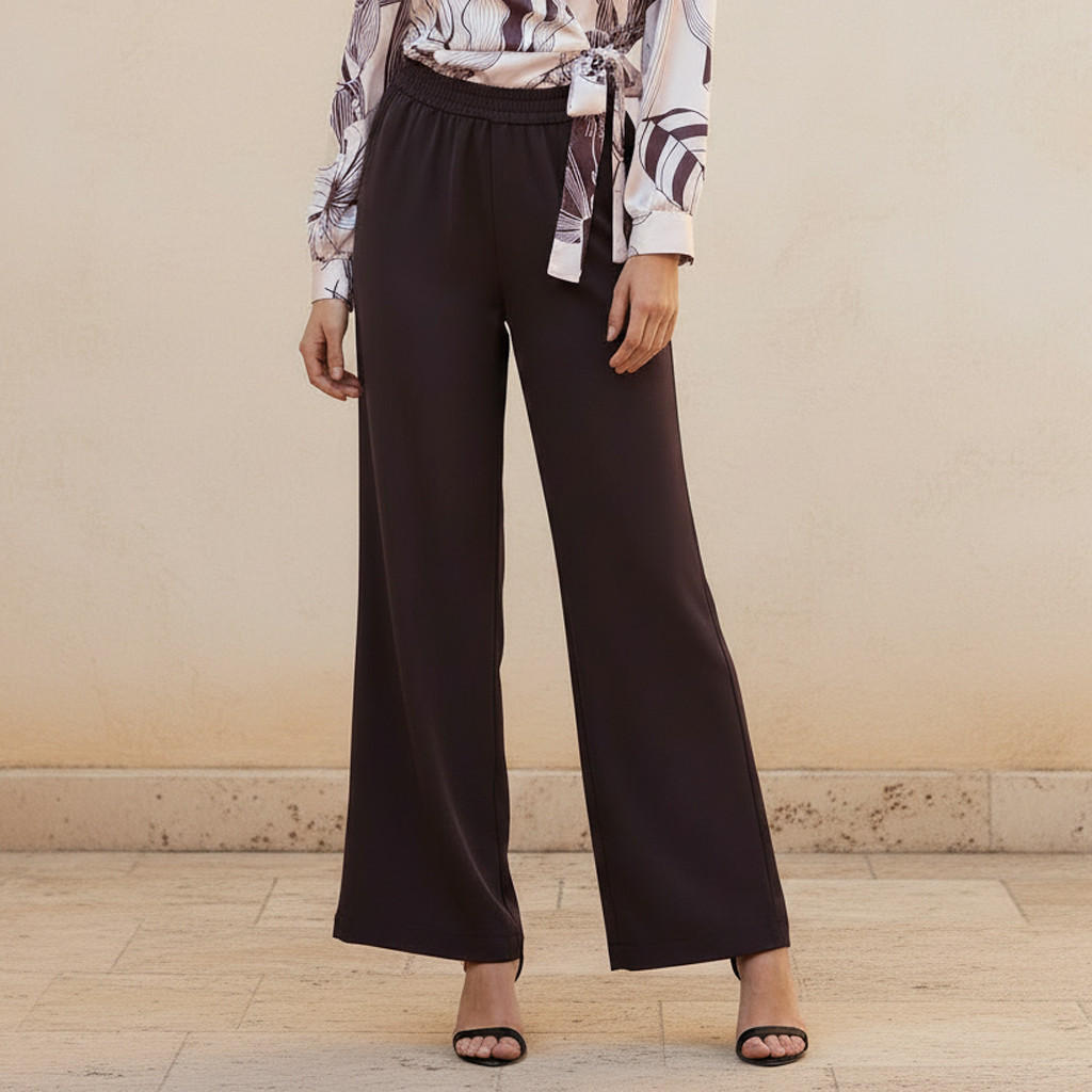 Straight Fit Elasticated Waist Pants-women-clothing-bottoms-trousers-image-1