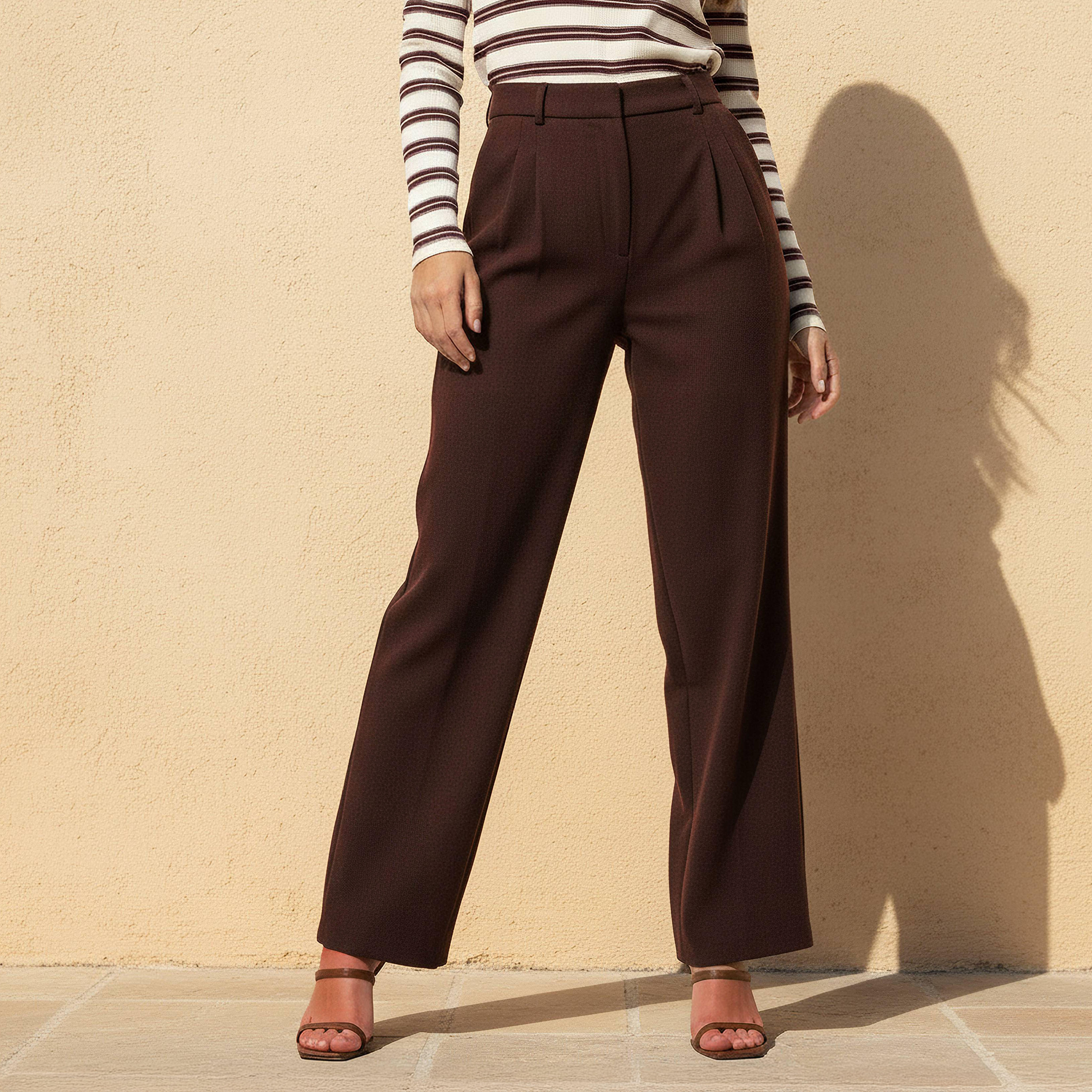 Regular Fit Pleated Pants-women-clothing-bottoms-trousers-image-1