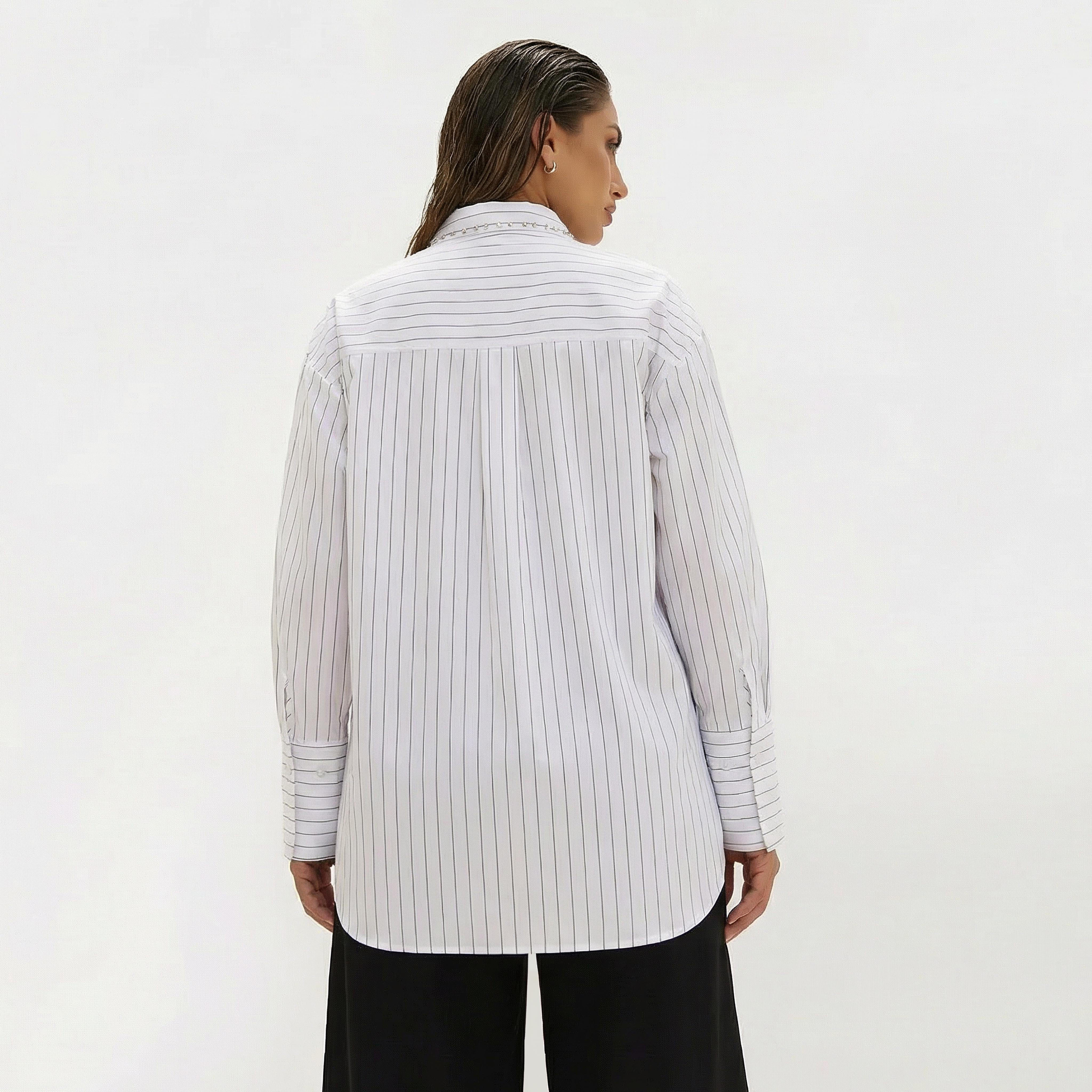 Relaxed Fit Poplin Shirt with Embellishments and Stripes-women-clothing-shirtsandblouses-shirts-image-4