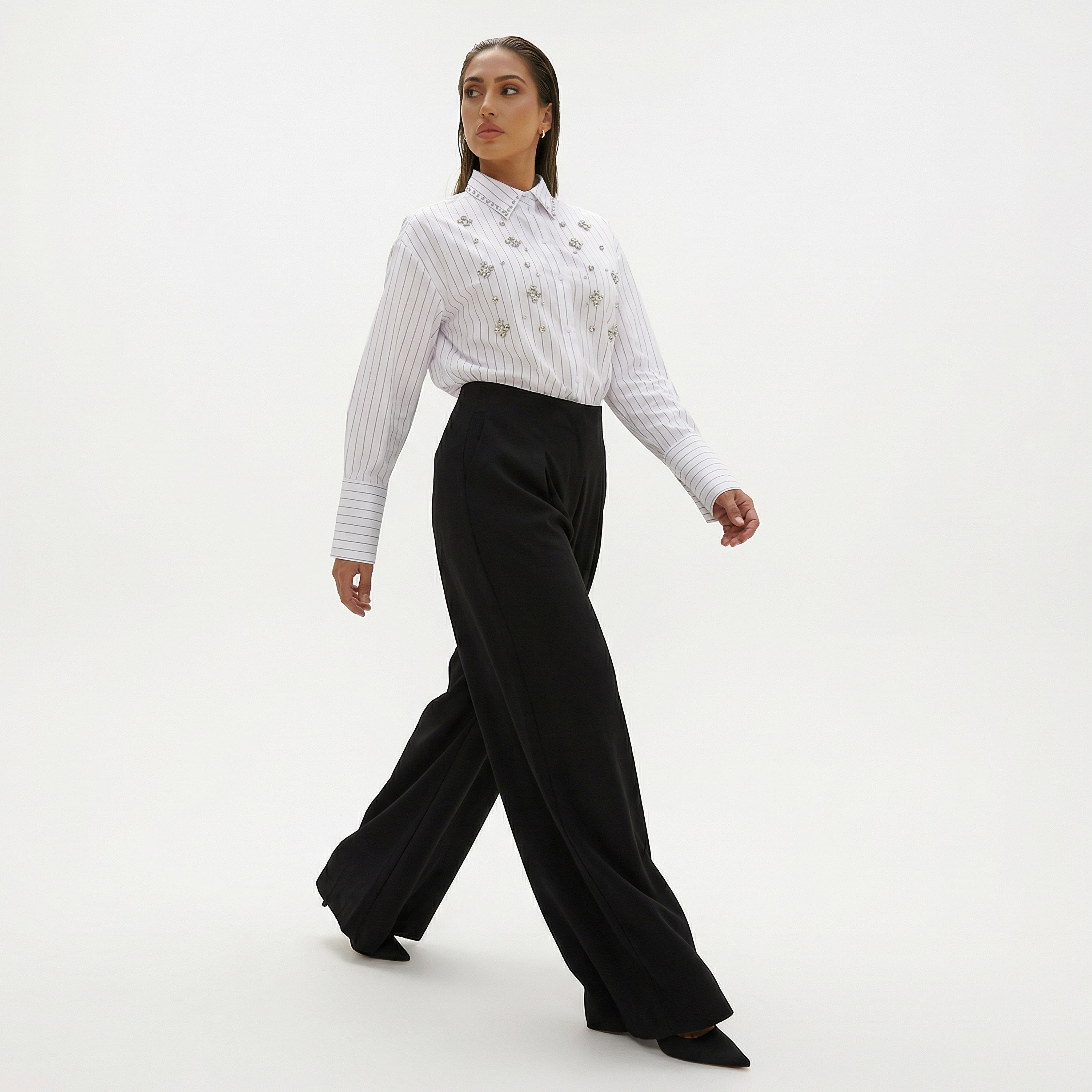 Relaxed Fit Poplin Shirt with Embellishments and Stripes-women-clothing-shirtsandblouses-shirts-image-5