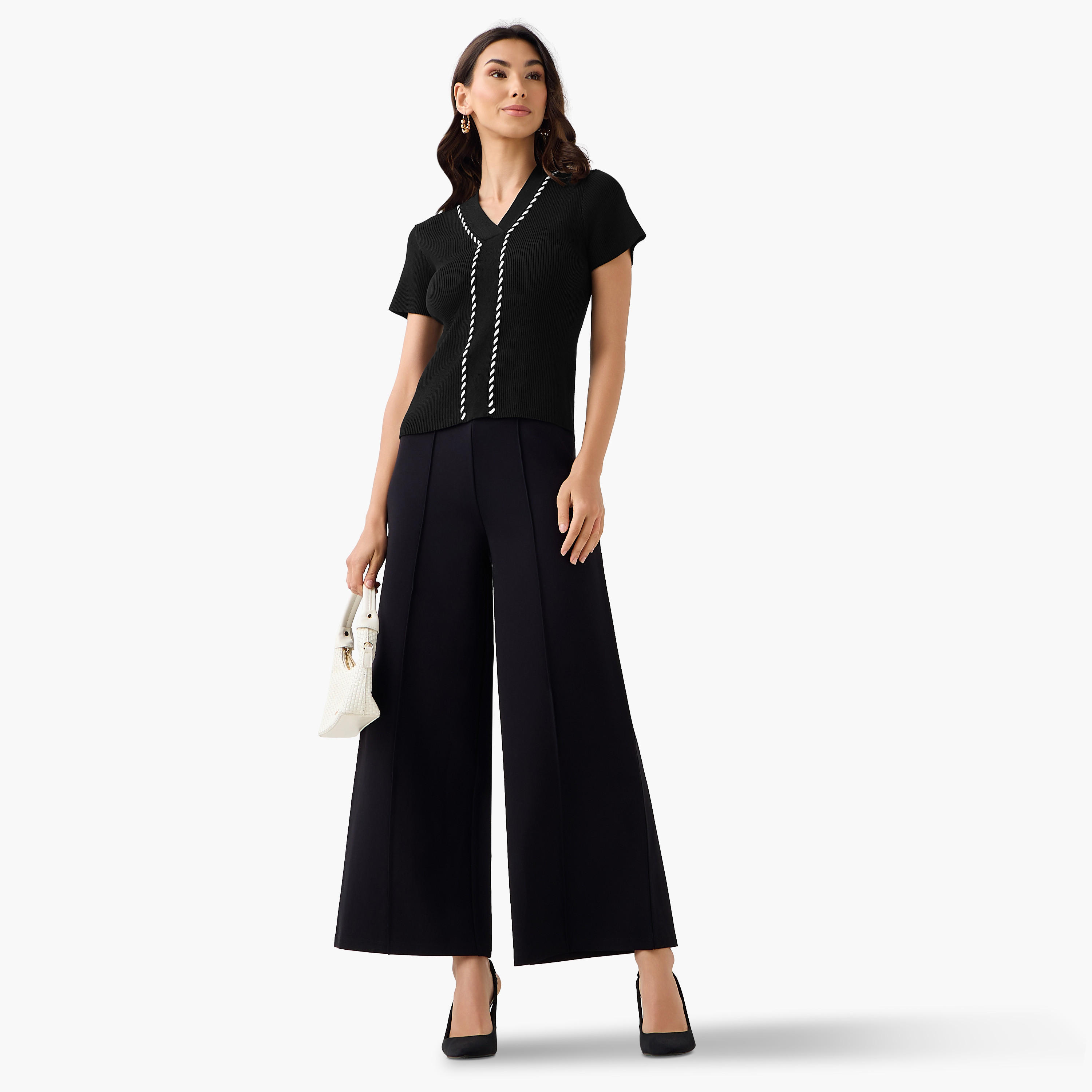 Regular Fit T-shirt with Cord Detail-women-clothing-tshirts-image-2