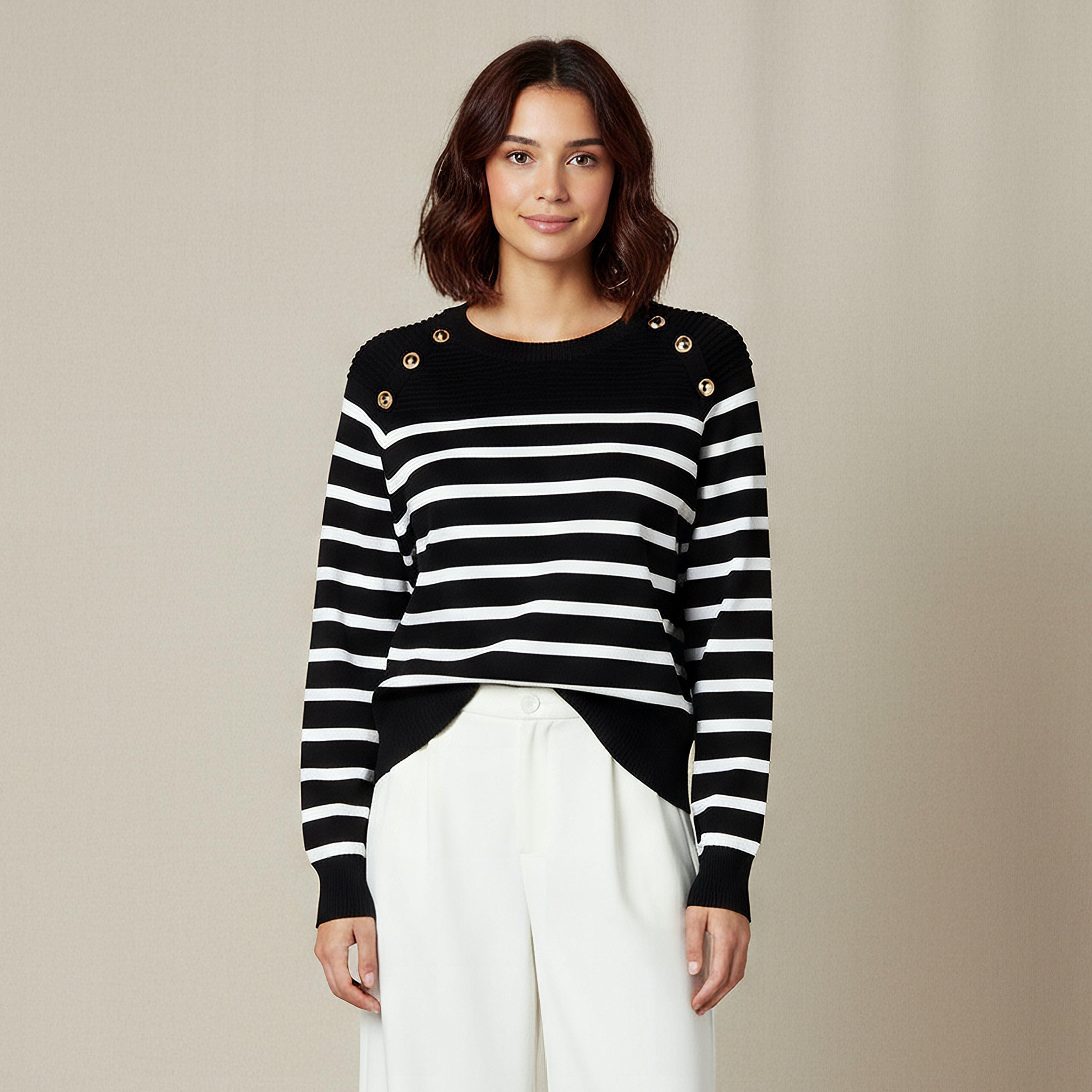 Regular Fit Top with Stripes-women-clothing-tshirts-image-1