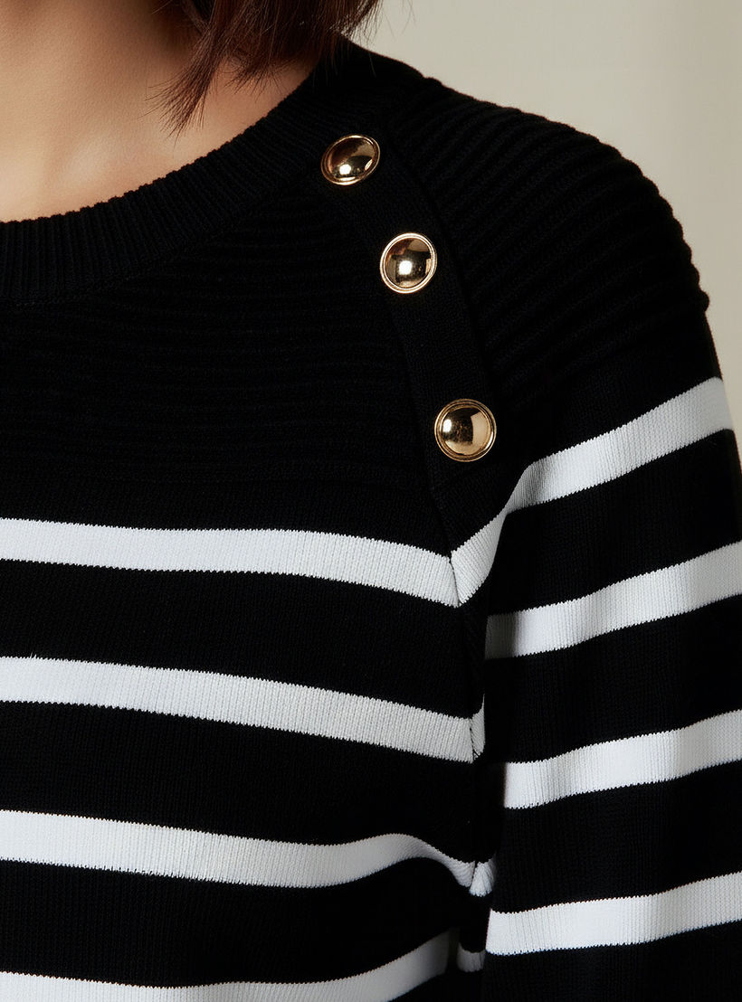 بلوزة مخططة بقصة عادية-women-clothing-tshirts-image-1