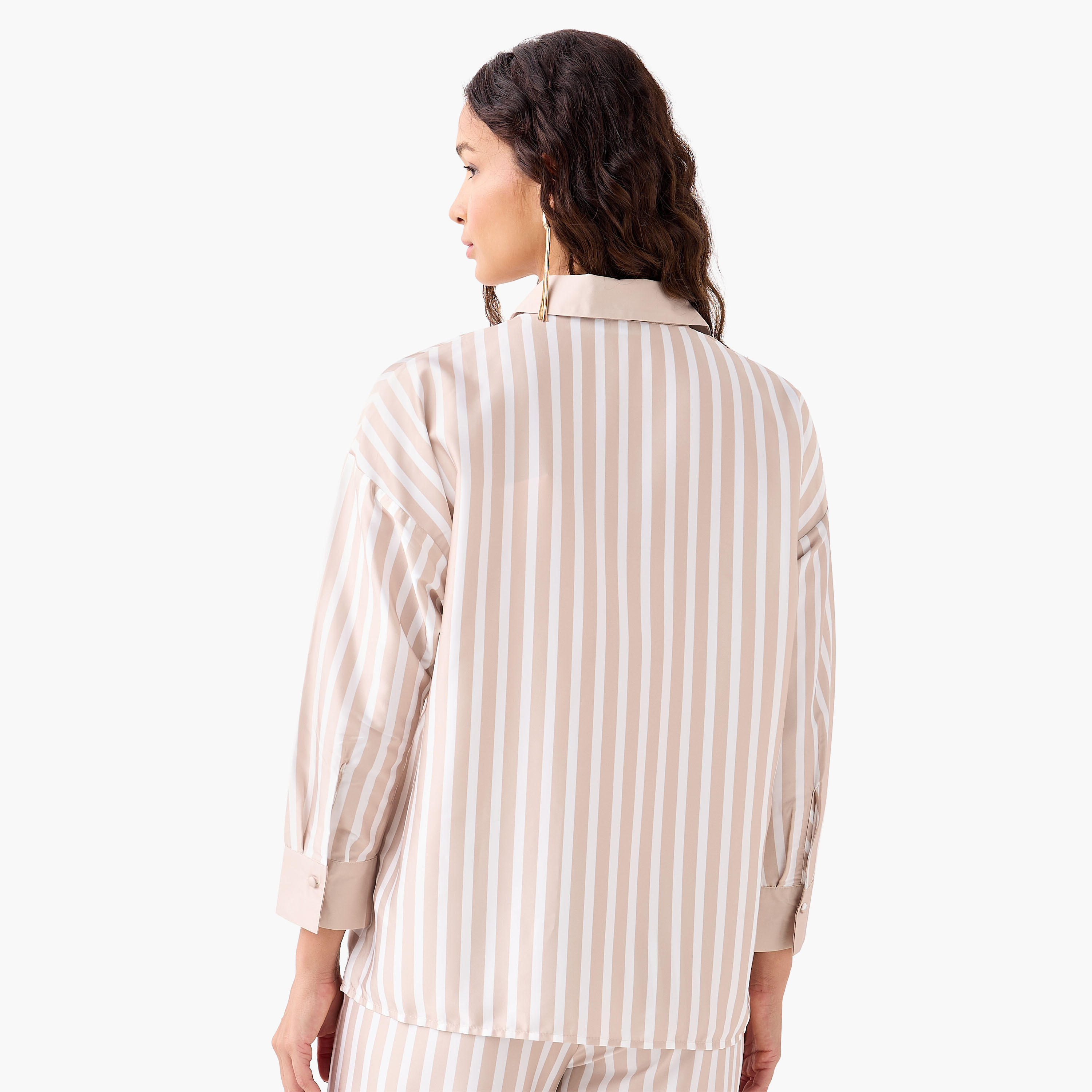 Relaxed Fit Shirt with Stripes and Contrast Collar-women-clothing-shirtsandblouses-shirts-image-3
