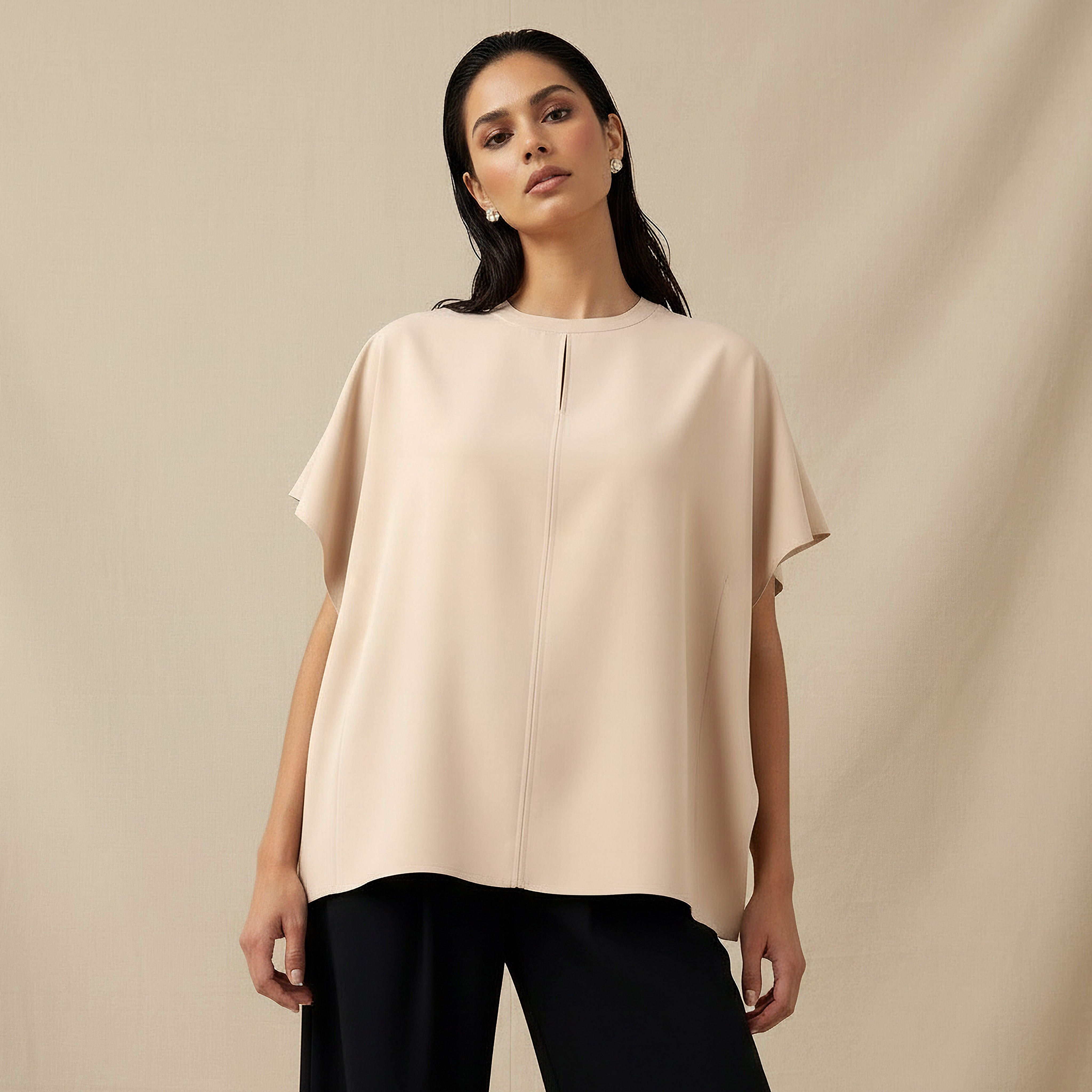 Kimono Sleeves Top with Cutout Detail-women-clothing-shirtsandblouses-blouses-image-1
