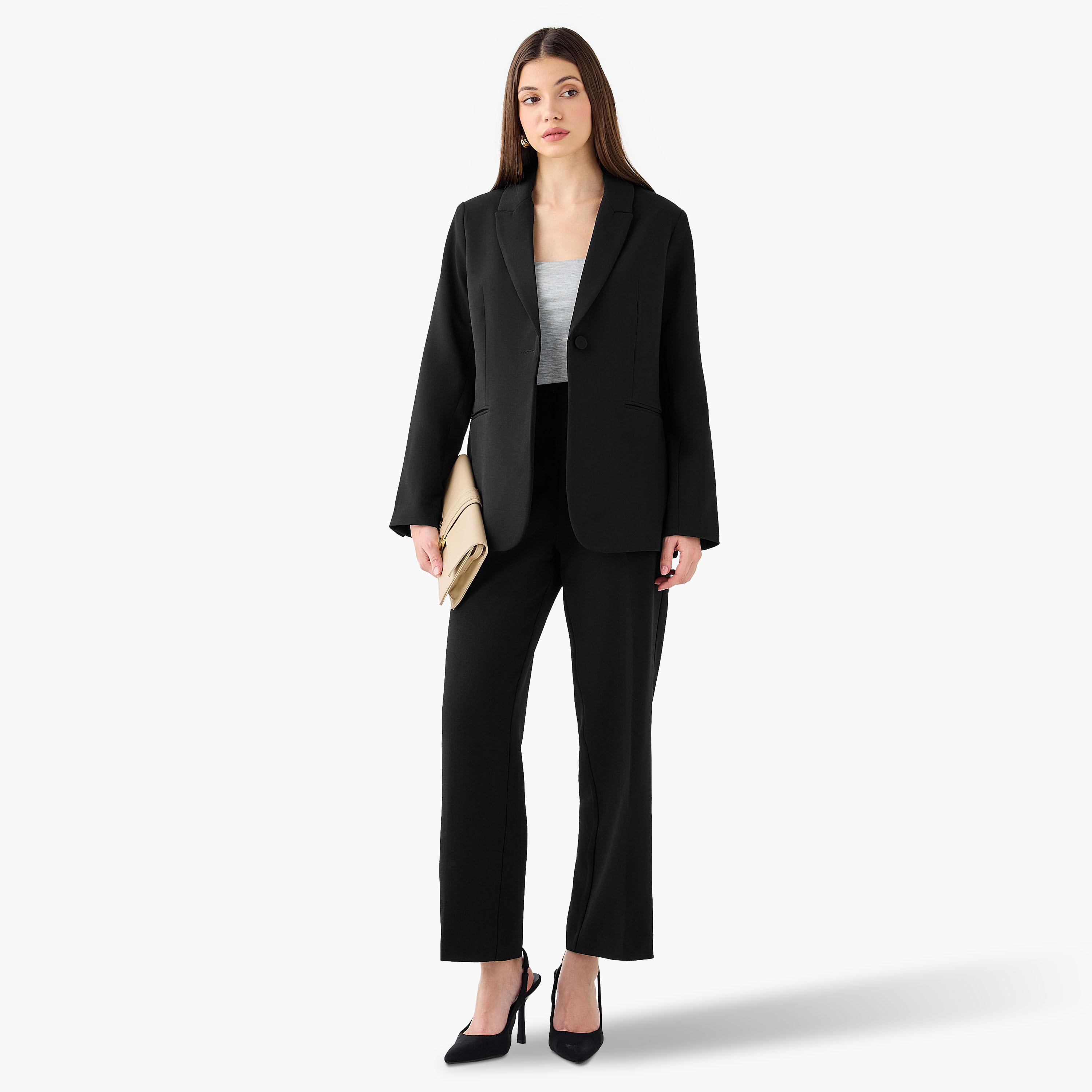 بليزر عادي بزر واحد وياقة مطوية-women-clothing-coatsandjackets-blazers-image-4