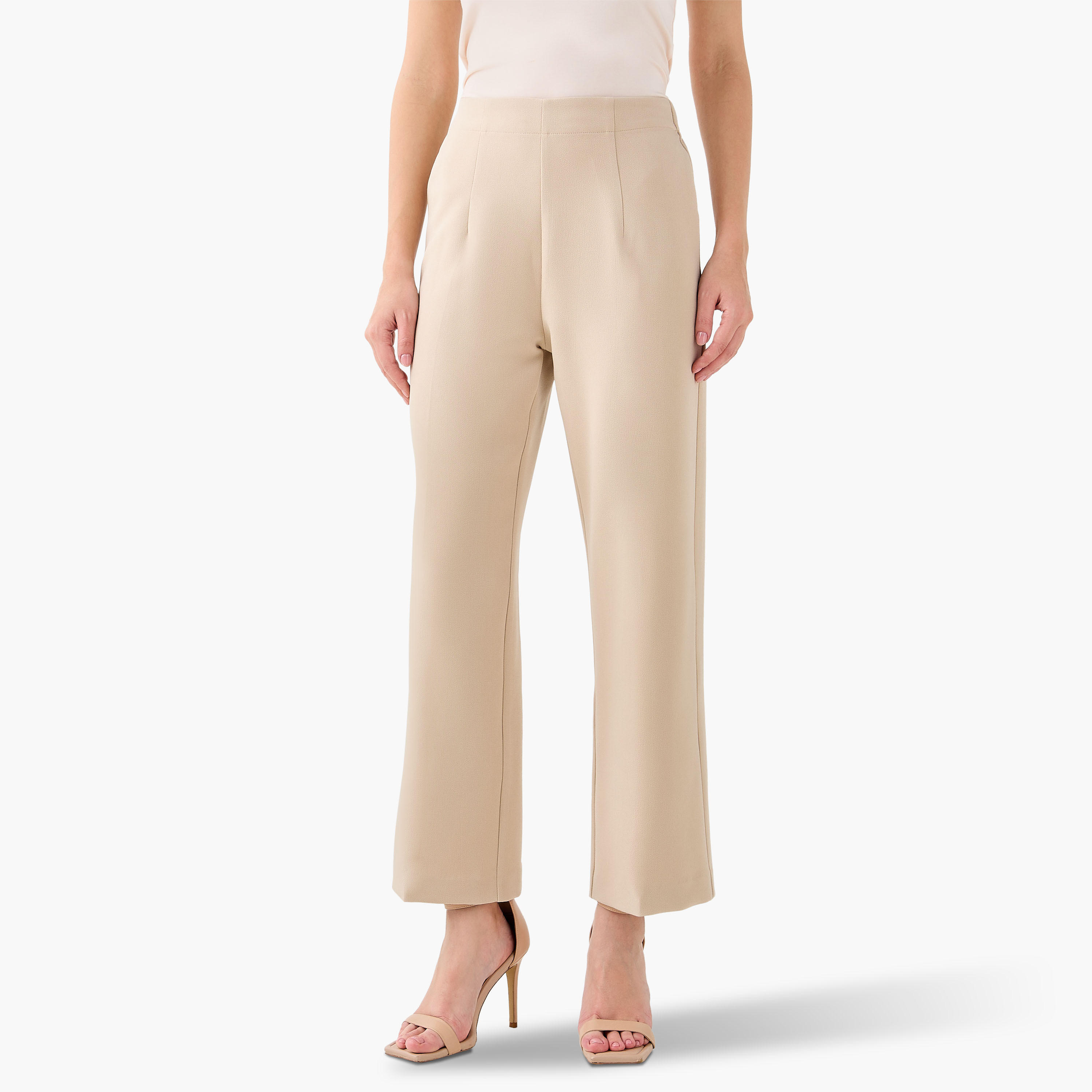 بنطلون بقصة عادية وخصر مرن-women-clothing-coordsets-image-5