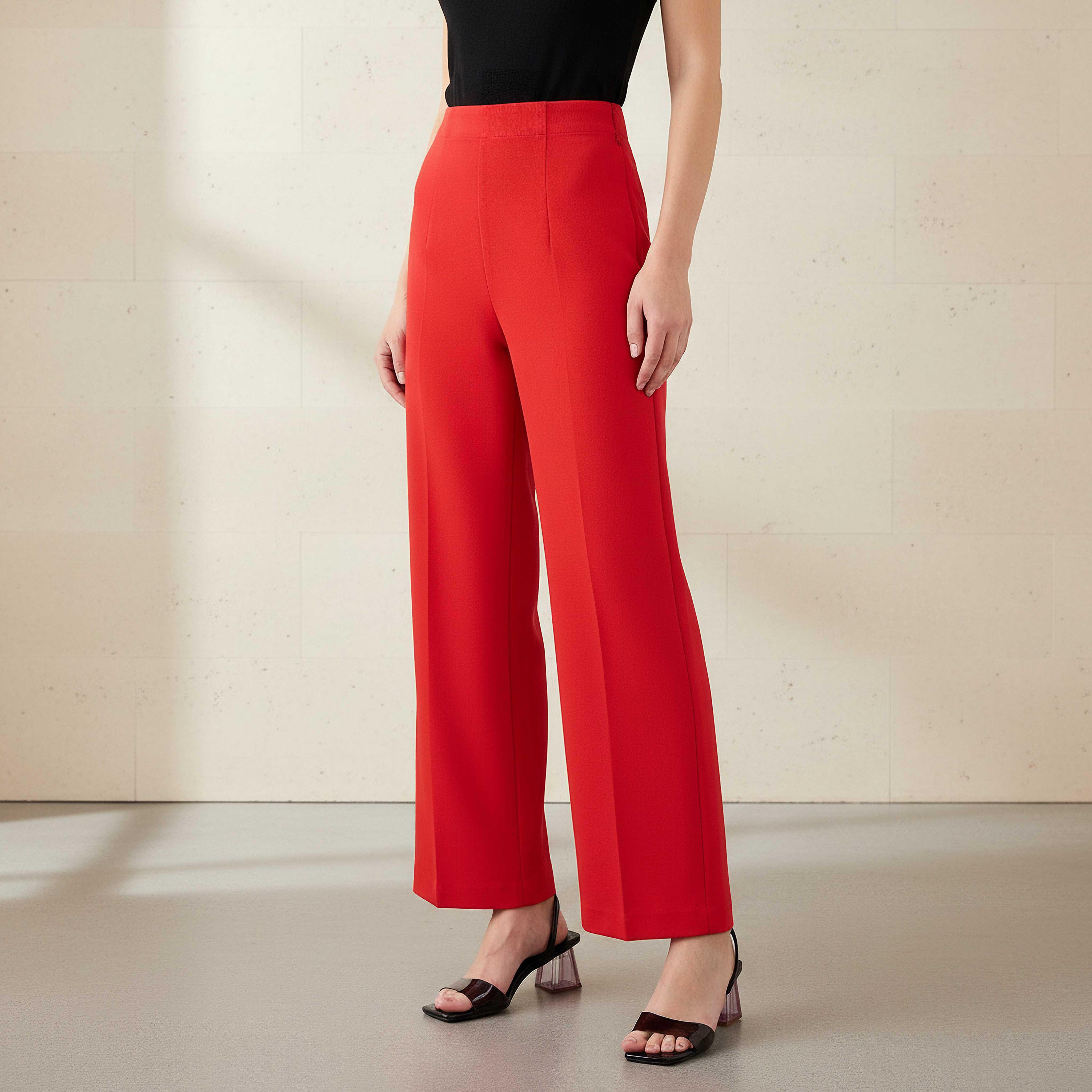 Regular Fit Flexi Waist Trousers-women-clothing-coordsets-image-1
