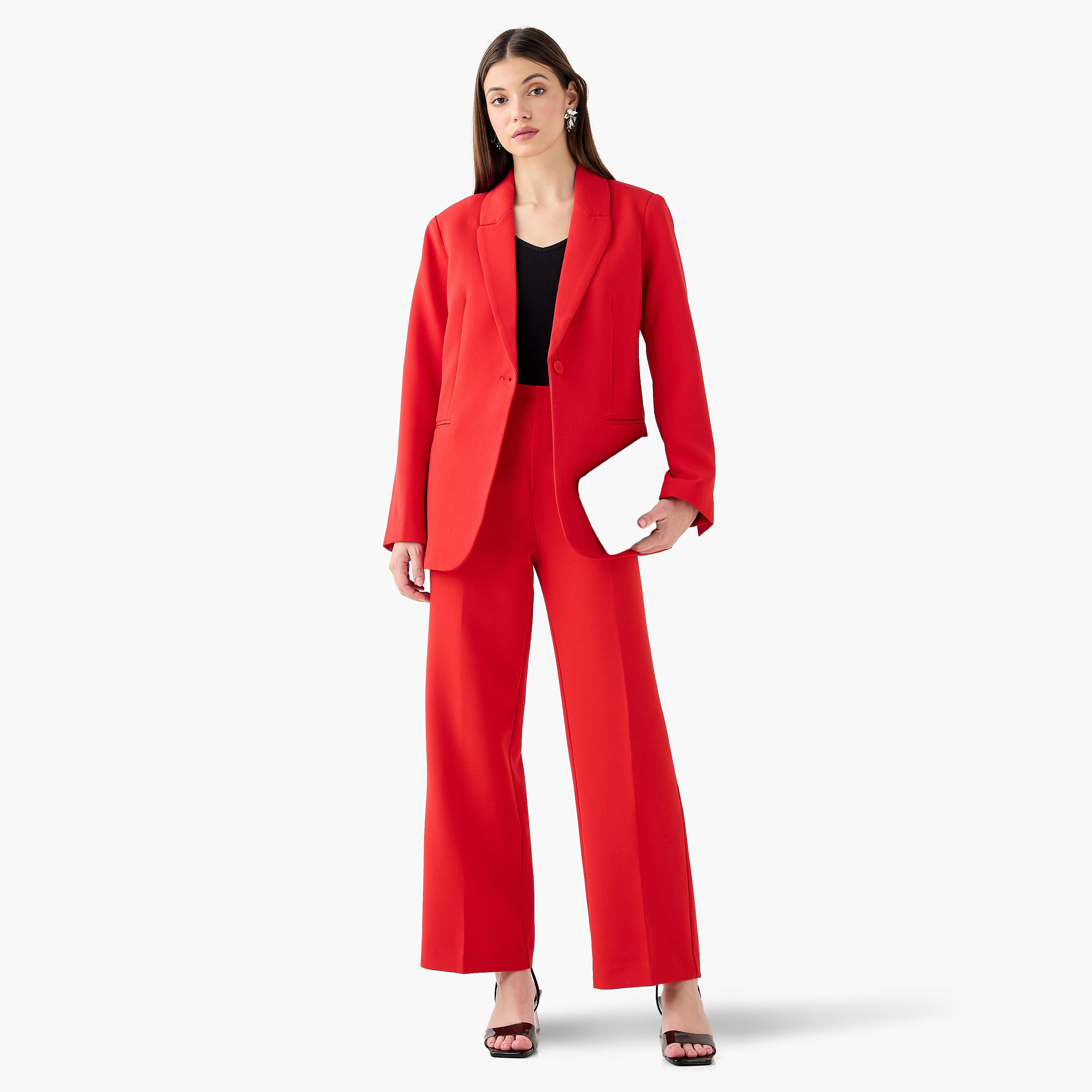 Regular Fit Flexi Waist Trousers-women-clothing-coordsets-image-2
