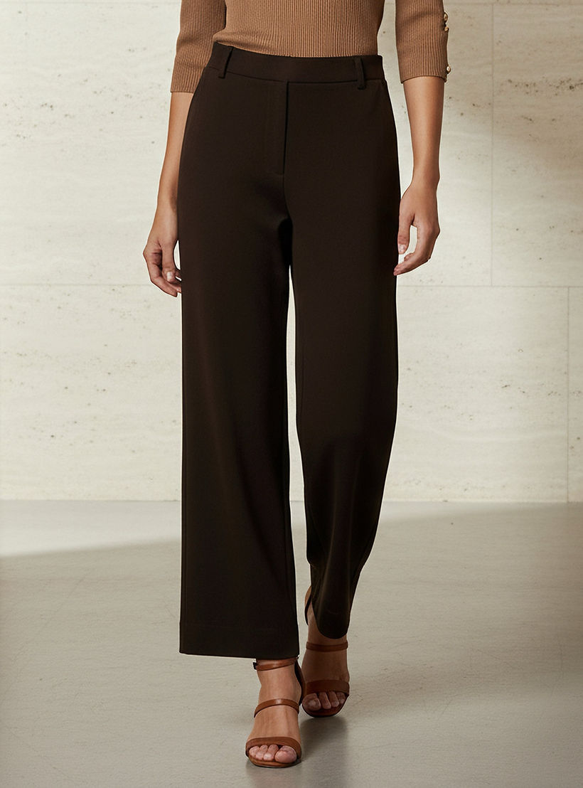بنطلون بقصة منتظمة وخصر مطاطي-women-clothing-bottoms-trousers-image-1