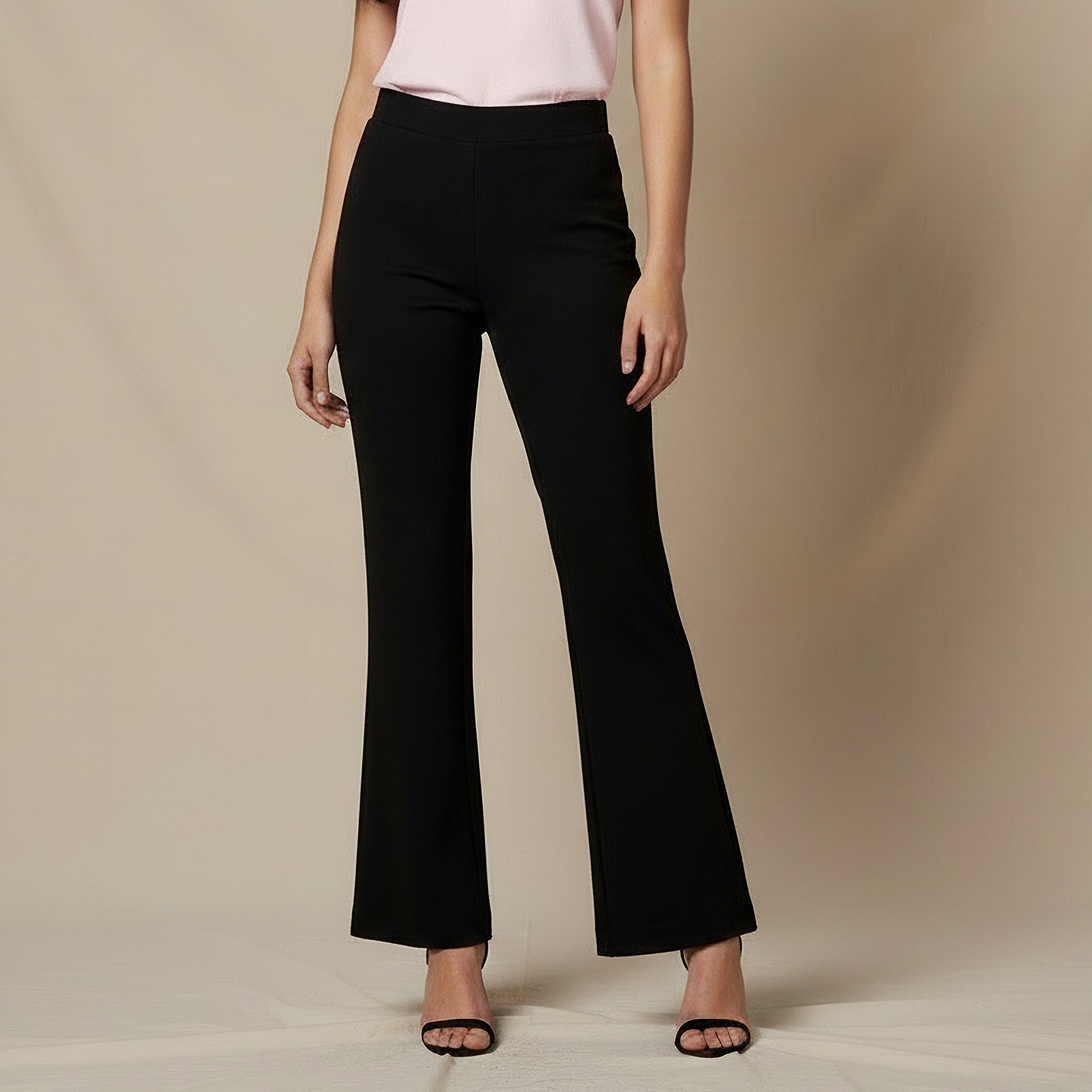 High Rise Ankle Length Bootcut Trousers-women-clothing-bottoms-trousers-image-1