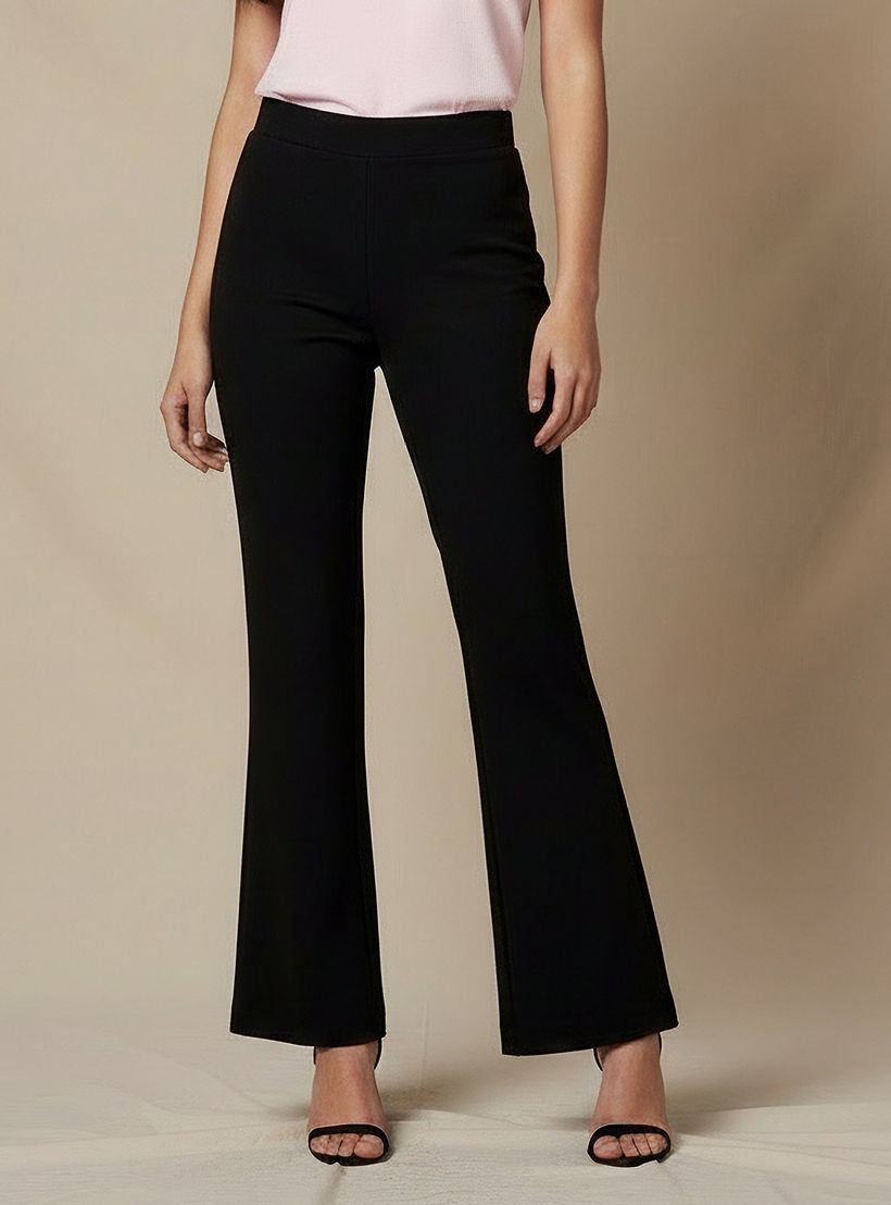 High Rise Ankle Length Bootcut Trousers-women-clothing-bottoms-trousers-image-1
