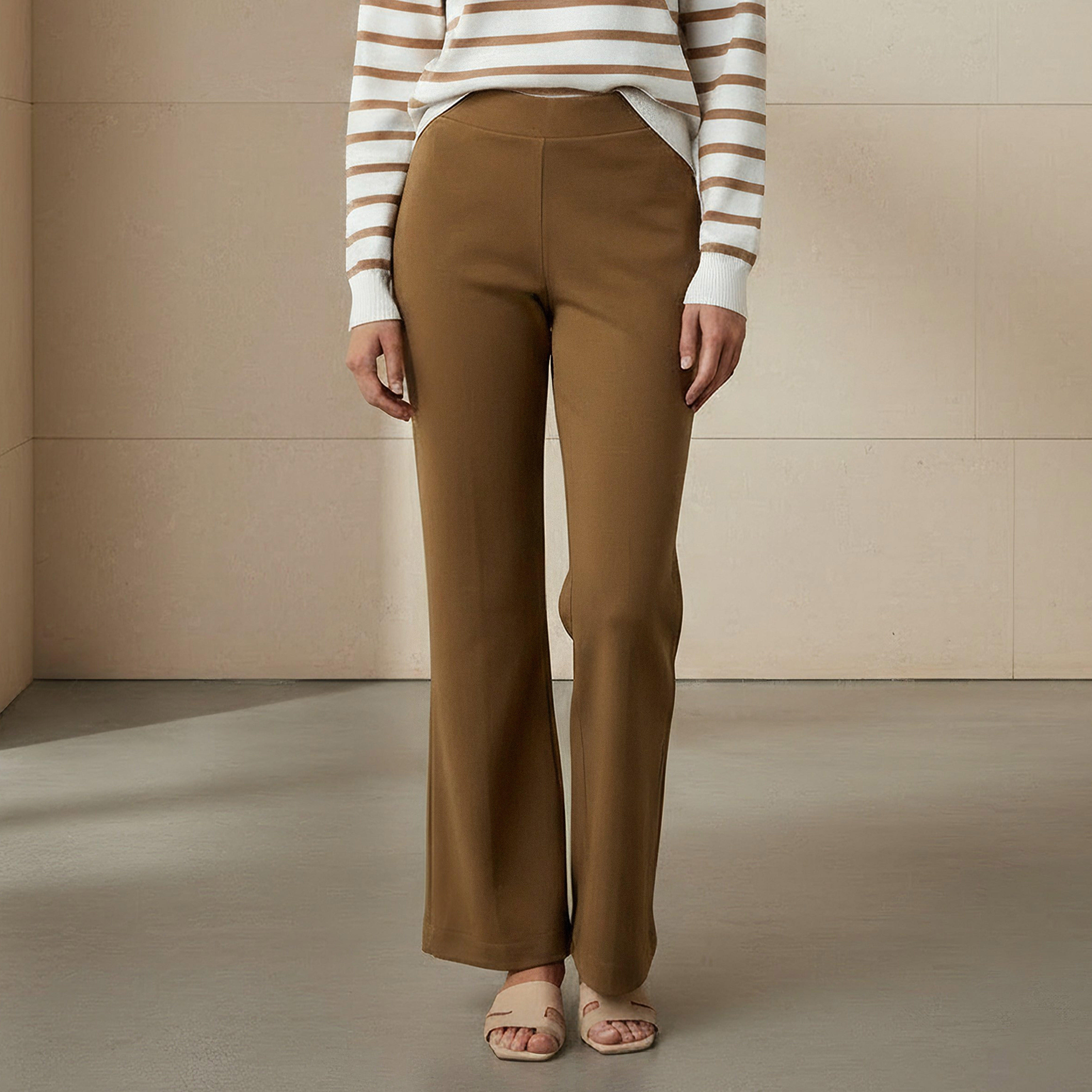 بنطلون بوت كت بخصر عالي وطول الكاحل-women-clothing-bottoms-trousers-image-1