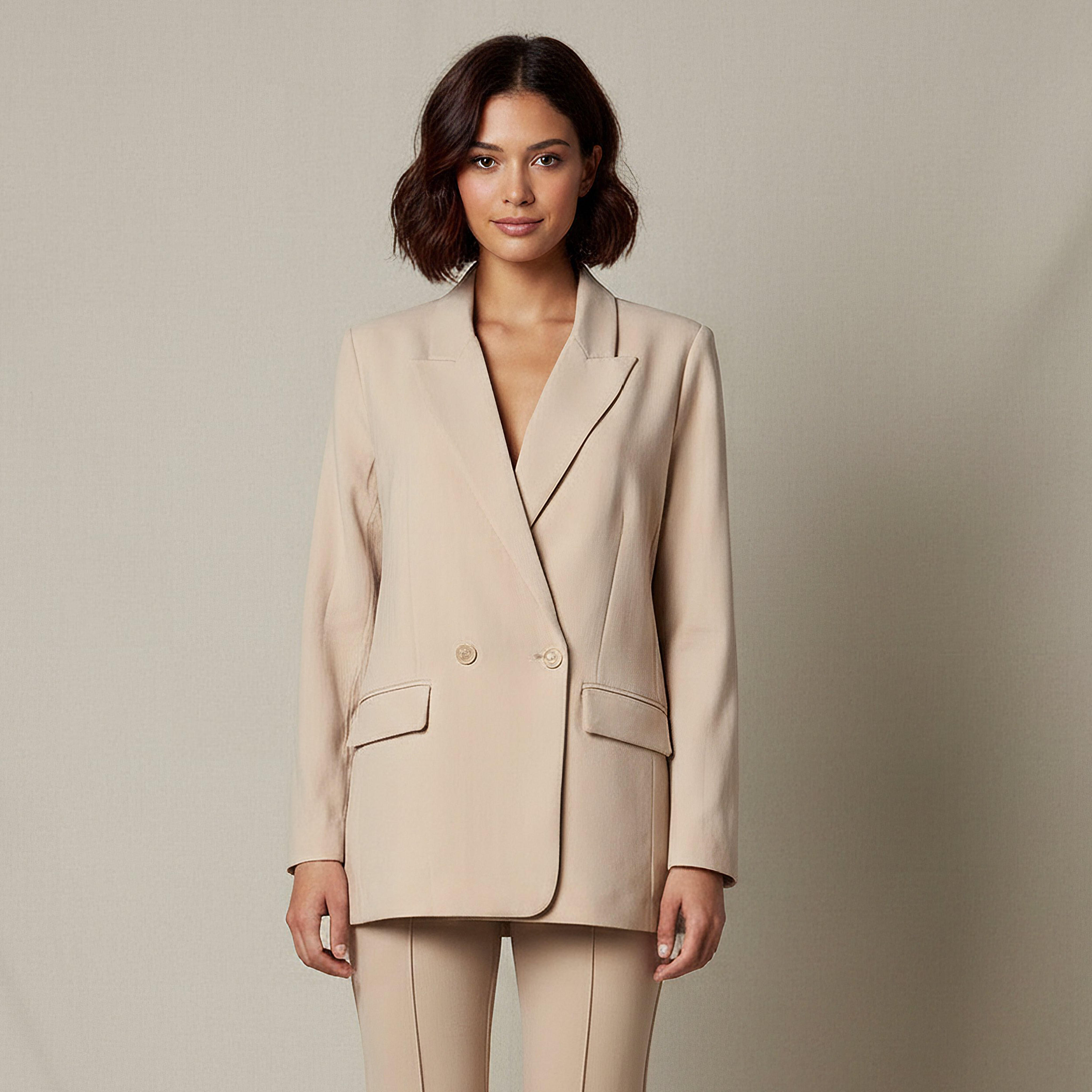 جاكيت بليزر بقصة واسعة وبصدر بإغلاق مزدوج-women-clothing-coordsets-image-4