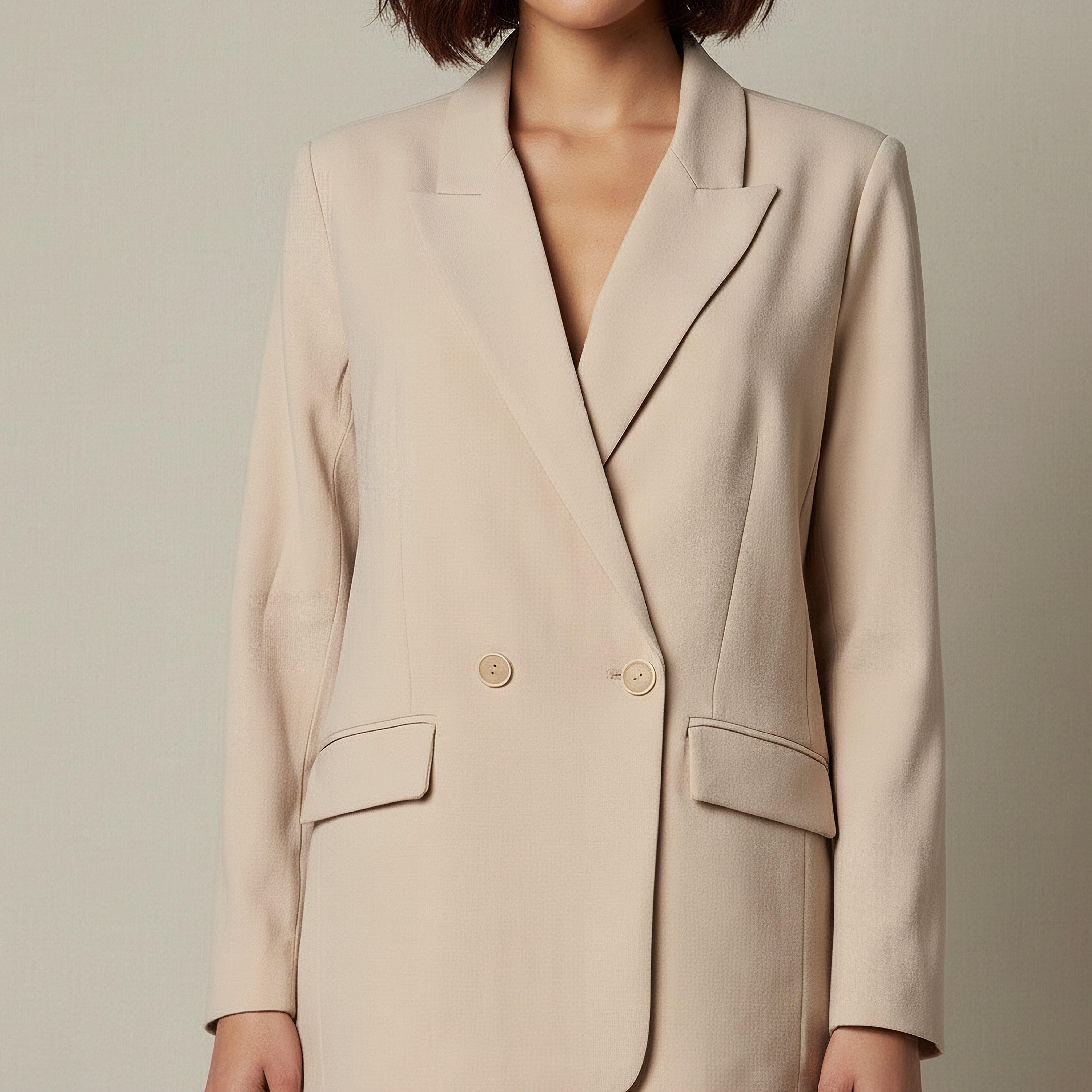 جاكيت بليزر بقصة واسعة وبصدر بإغلاق مزدوج-women-clothing-coordsets-image-1