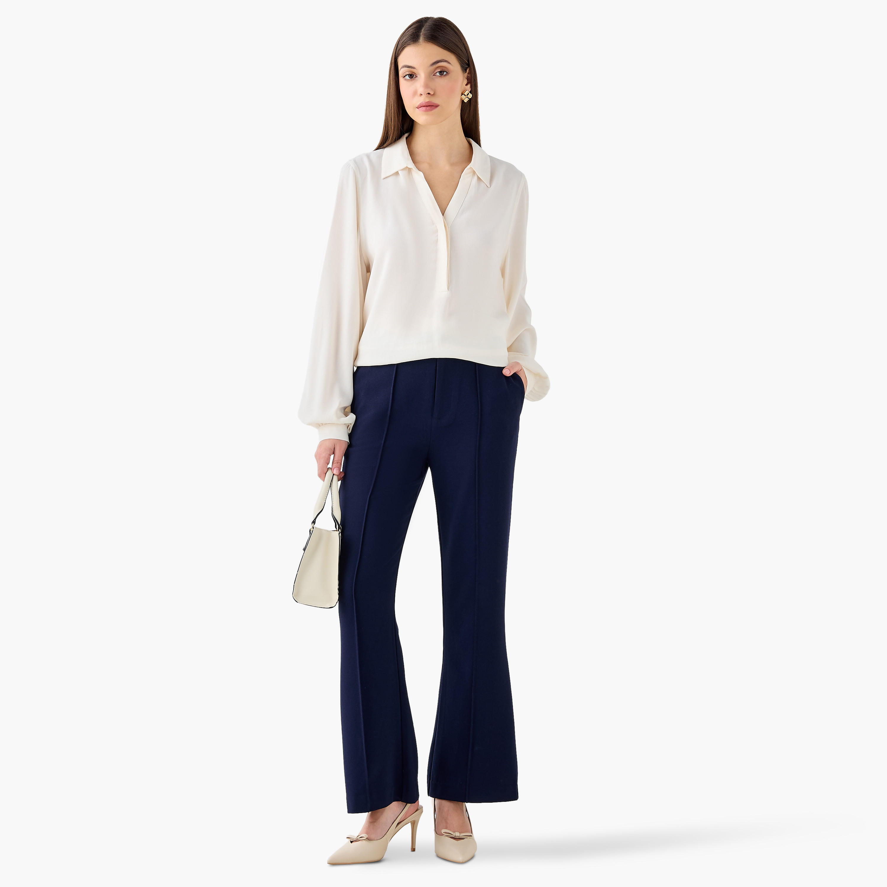 بنطلون بكسرات أمامية وقصة عادية-women-clothing-coordsets-image-4