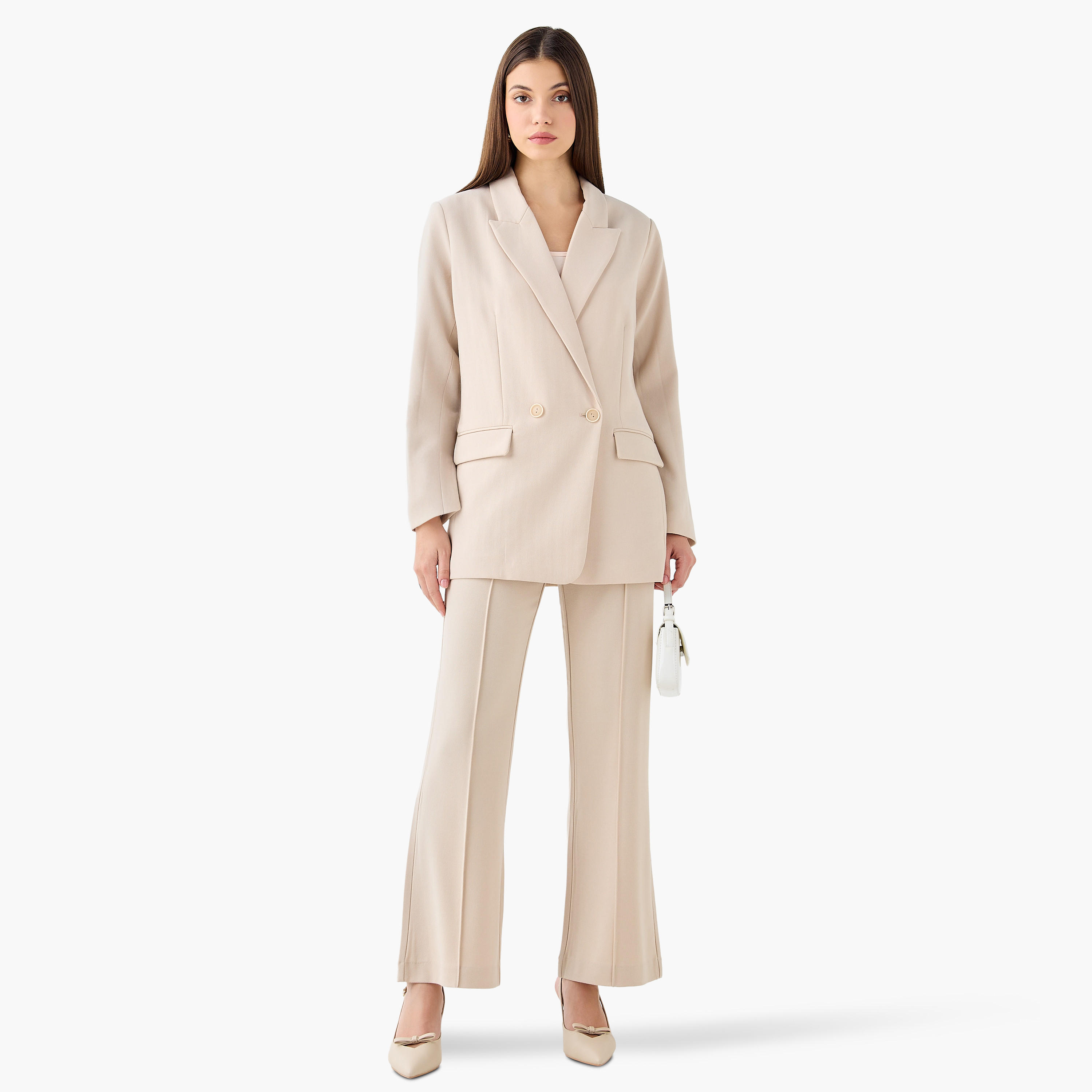 بنطلون بكسرات أمامية وقصة عادية-women-clothing-coordsets-image-2