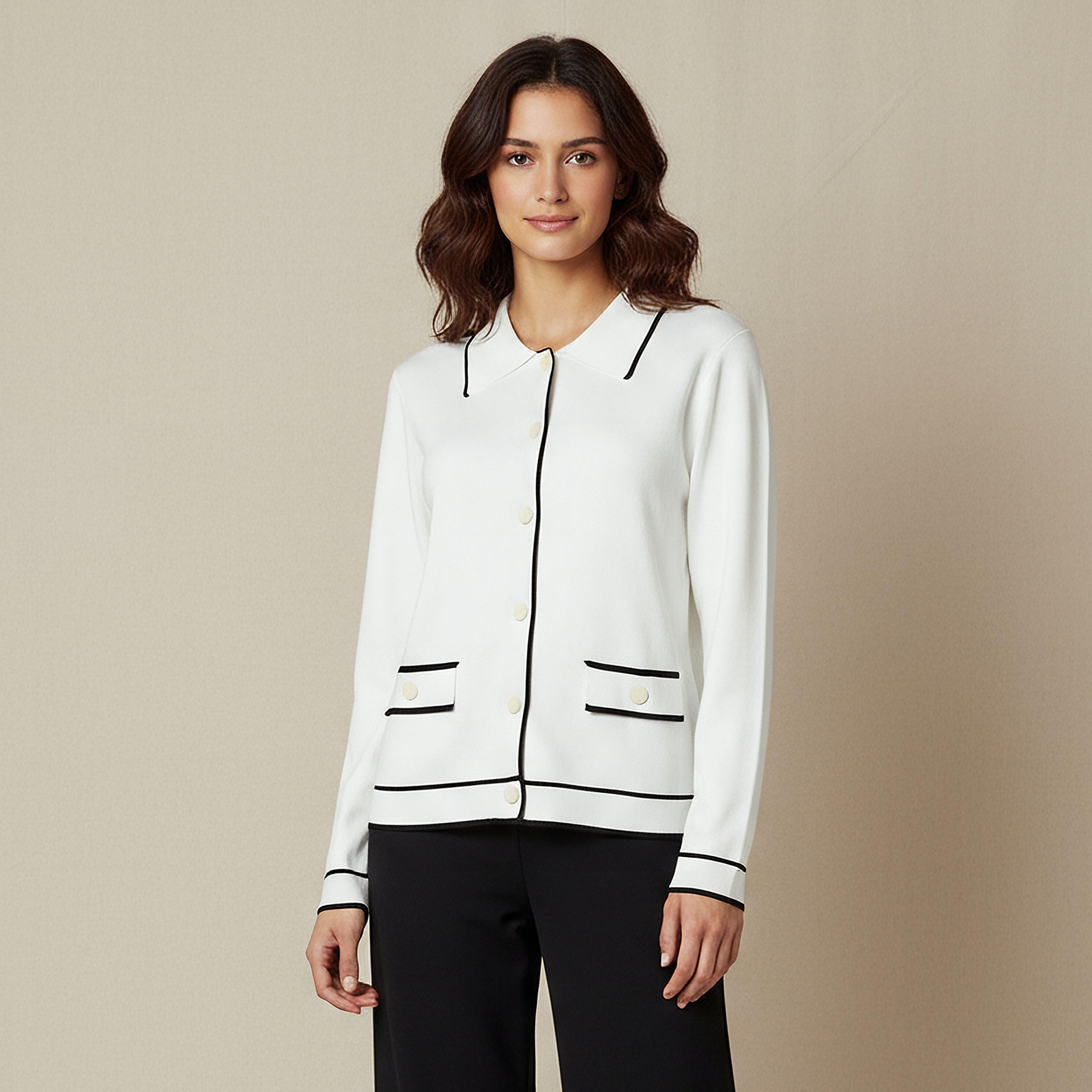 كارديجان بارز الملمس بياقة وقصة عادية-women-winterwear-cardigansandjumpers-cardigans-image-4