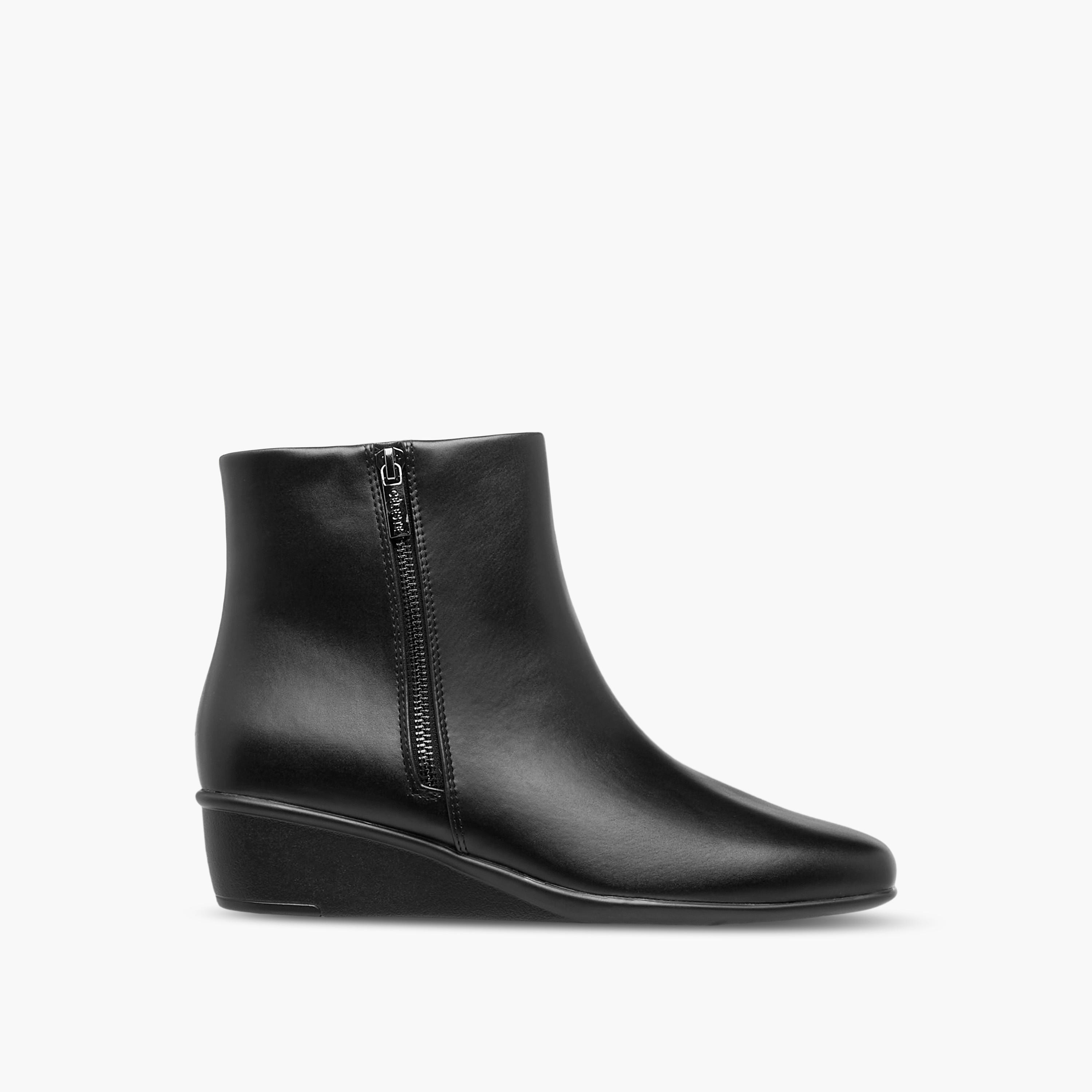 Celeste Women's Solid Wedge Heel Ankle Boots with Zip Closure-women-shoes-boots-image-3