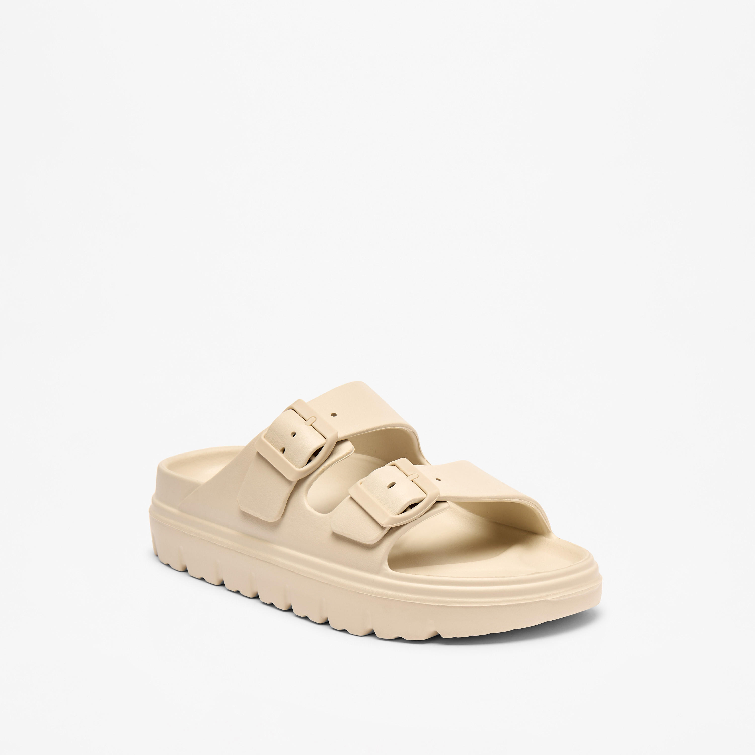 Celeste Women's Solid Slip-On Sandals with Buckle Accent-women-shoes-flats-sandals-image-2