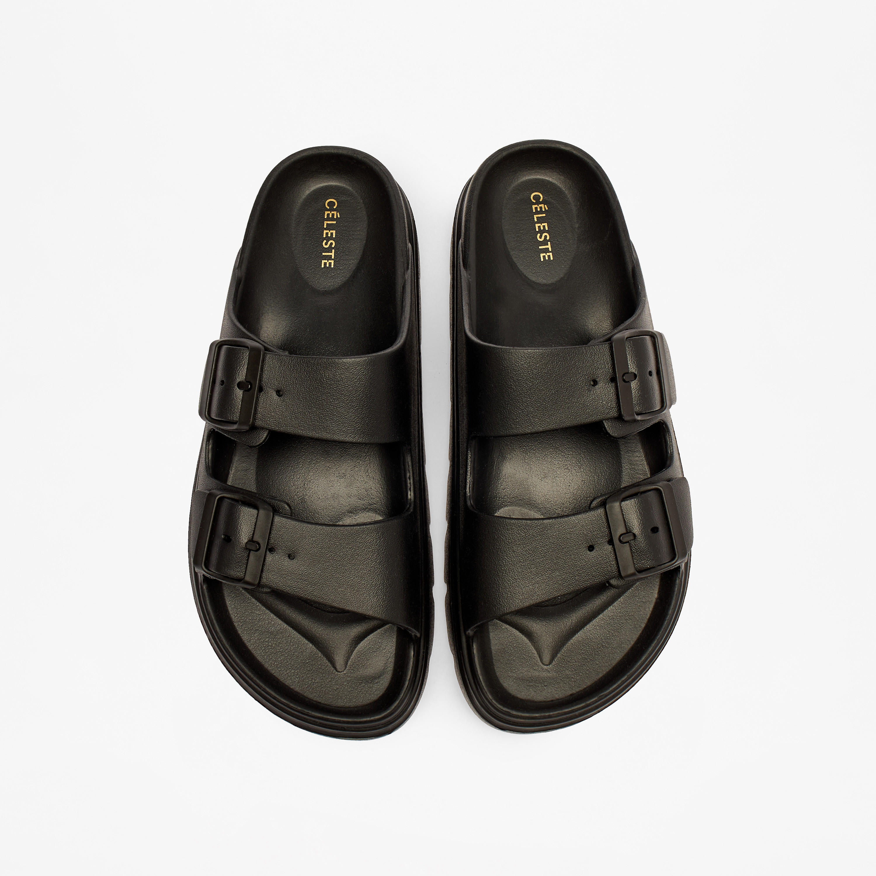 Celeste Women's Solid Slip-On Sandals with Buckle Accent-women-shoes-flats-sandals-image-1
