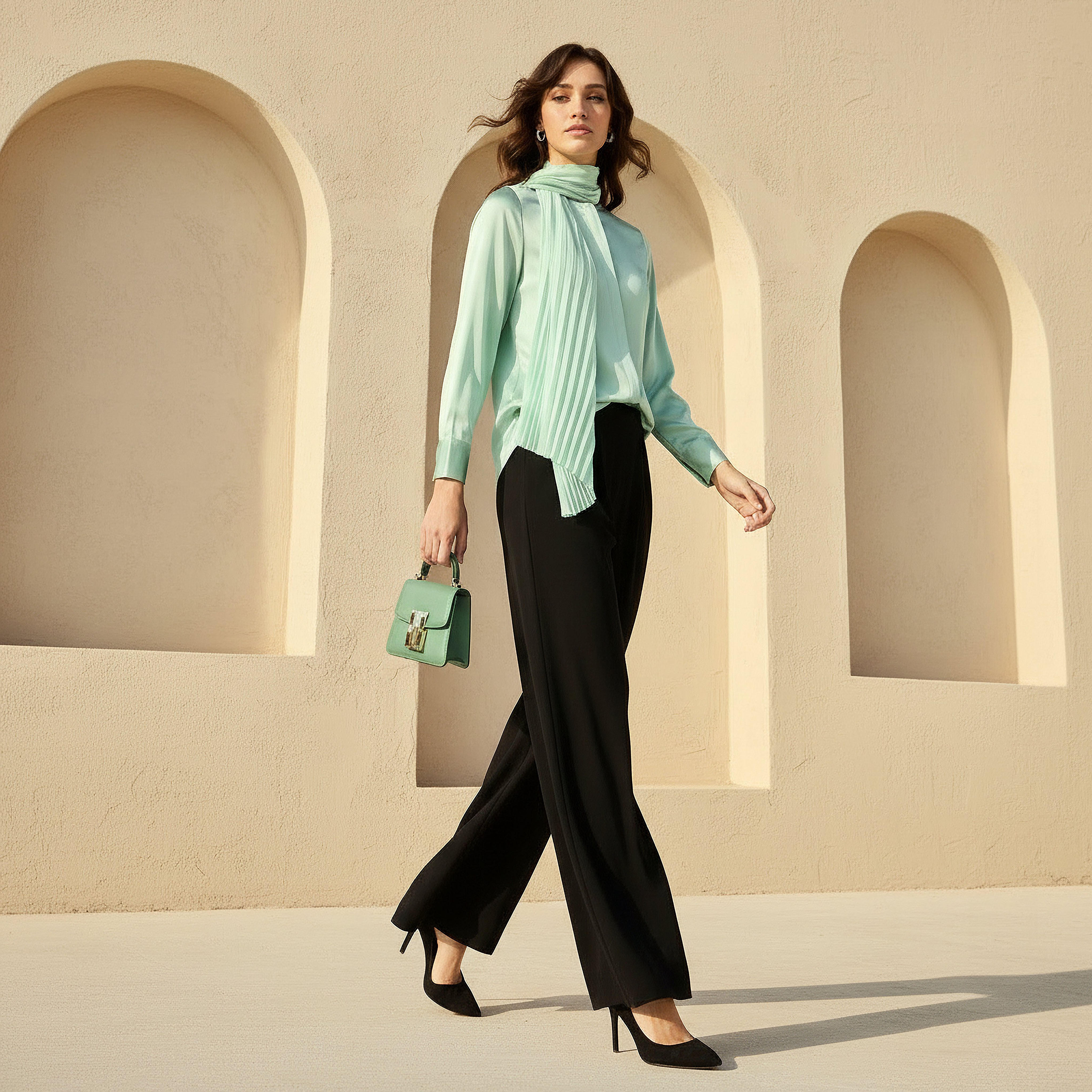 قميص بقصة عادية ووشاح مرفق-women-clothing-shirtsandblouses-shirts-image-2
