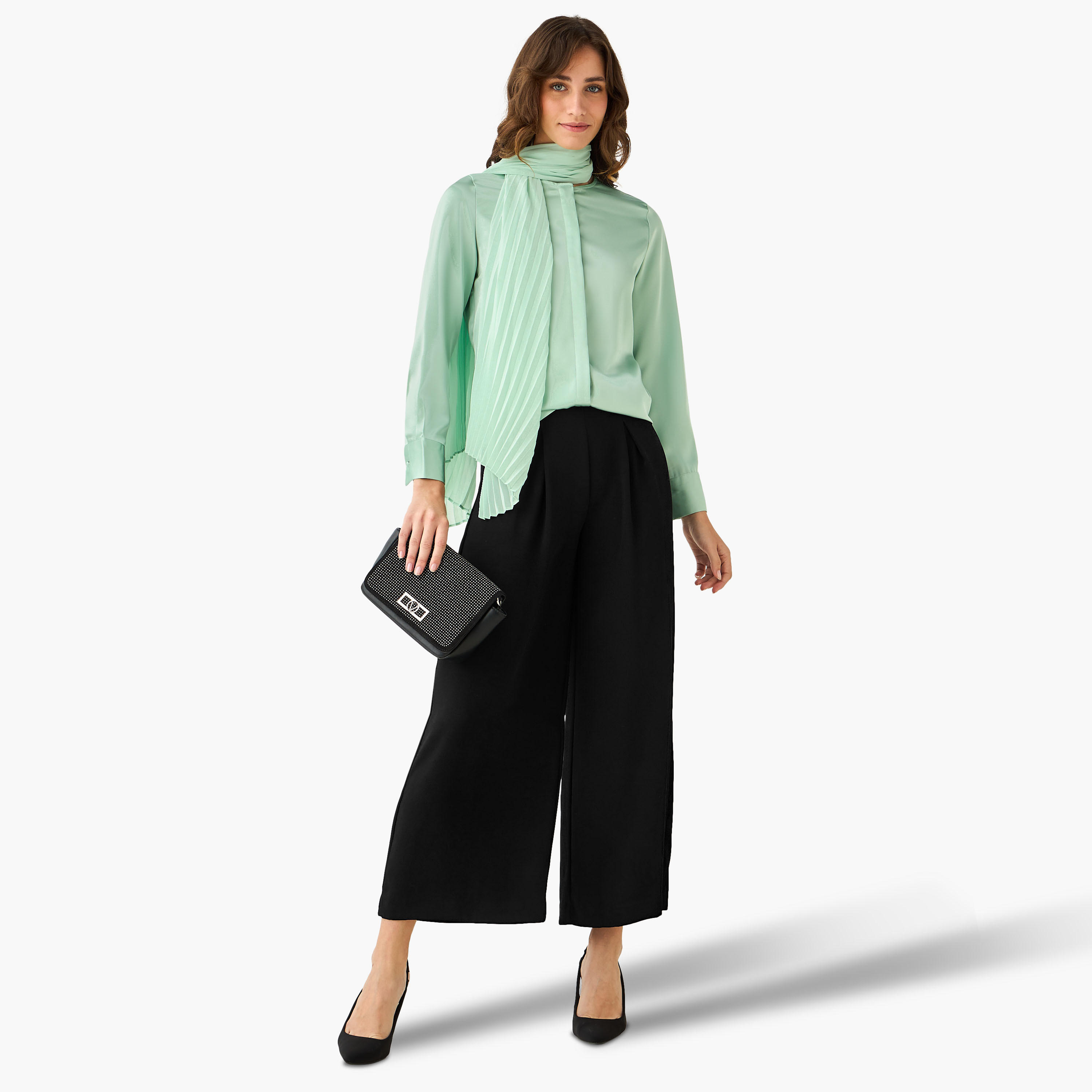 قميص بقصة عادية ووشاح مرفق-women-clothing-shirtsandblouses-shirts-image-5