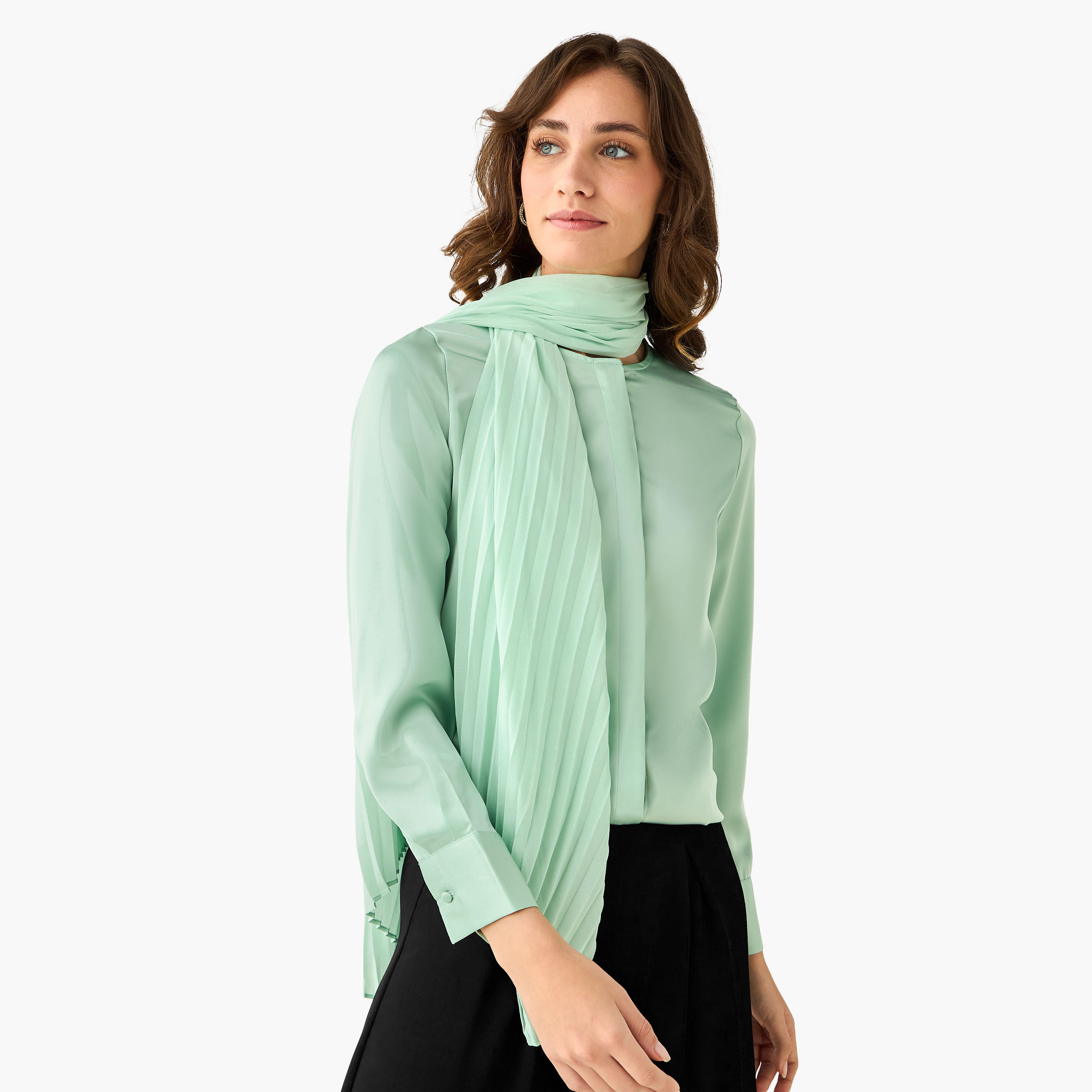 قميص بقصة عادية ووشاح مرفق-women-clothing-shirtsandblouses-shirts-image-9