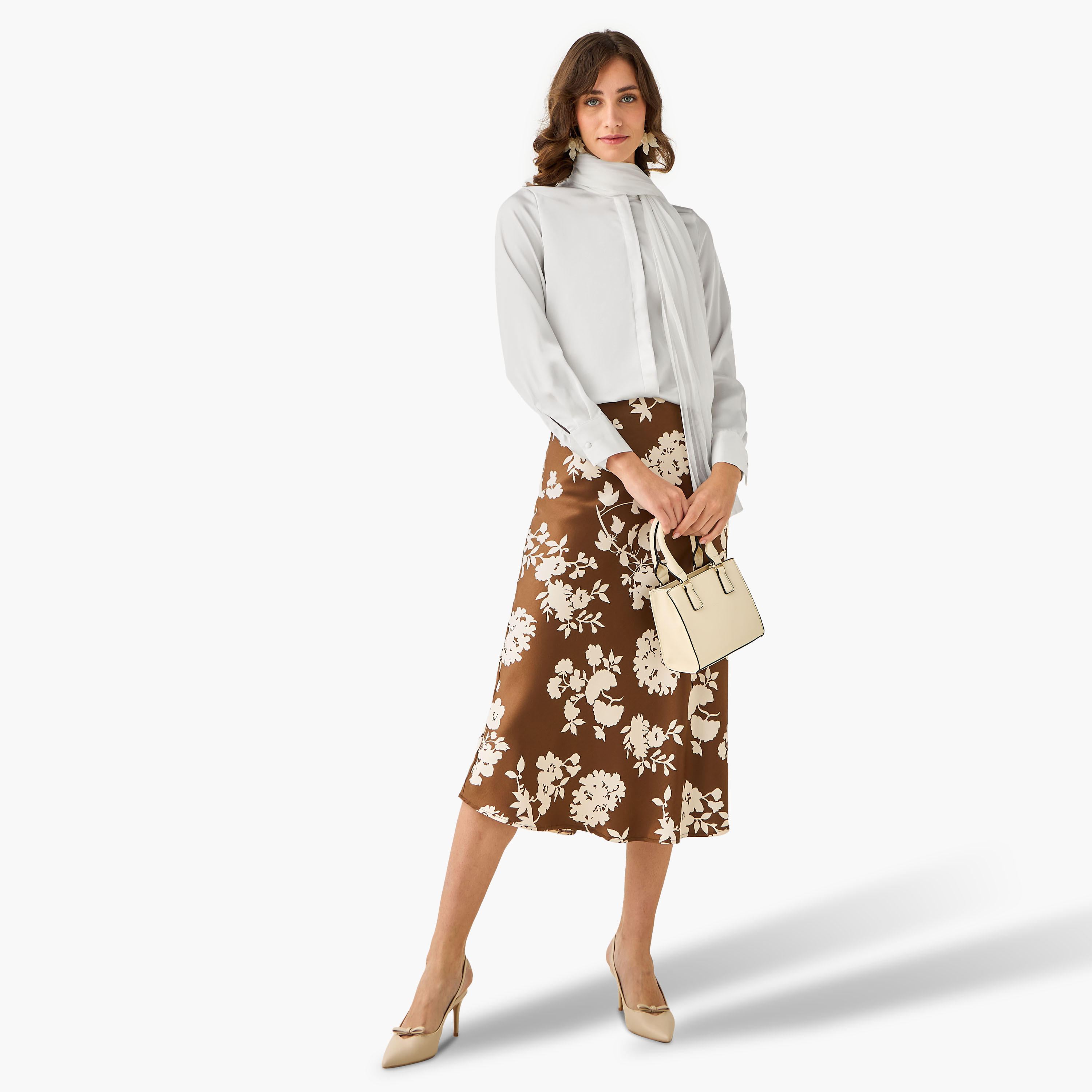 قميص بقصة عادية ووشاح مرفق-women-clothing-shirtsandblouses-shirts-image-3