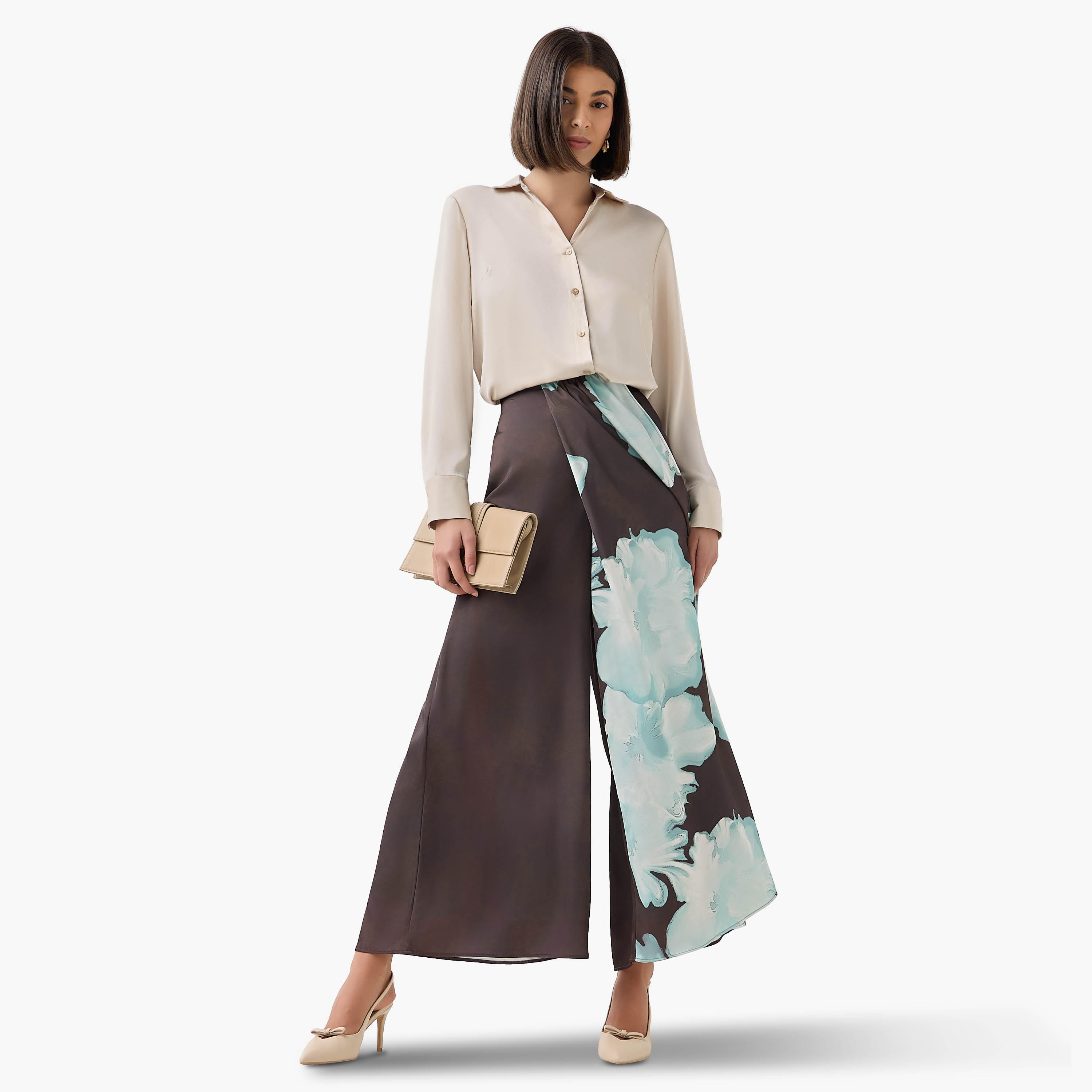 بنطلون واسع الساقين بخصر مرن وكشكش وطبعات زهور-women-clothing-bottoms-trousers-image-2