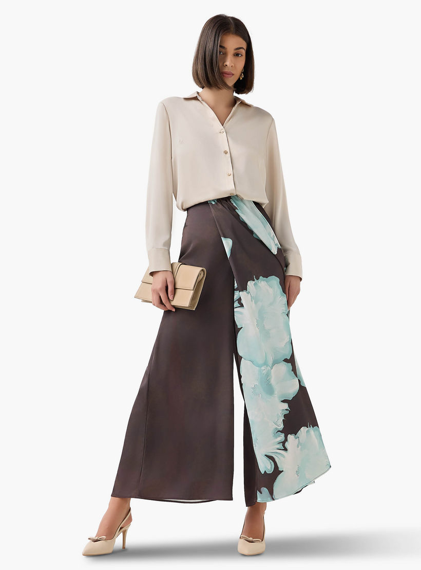 بنطلون واسع الساقين بخصر مرن وكشكش وطبعات زهور-women-clothing-bottoms-trousers-image-2