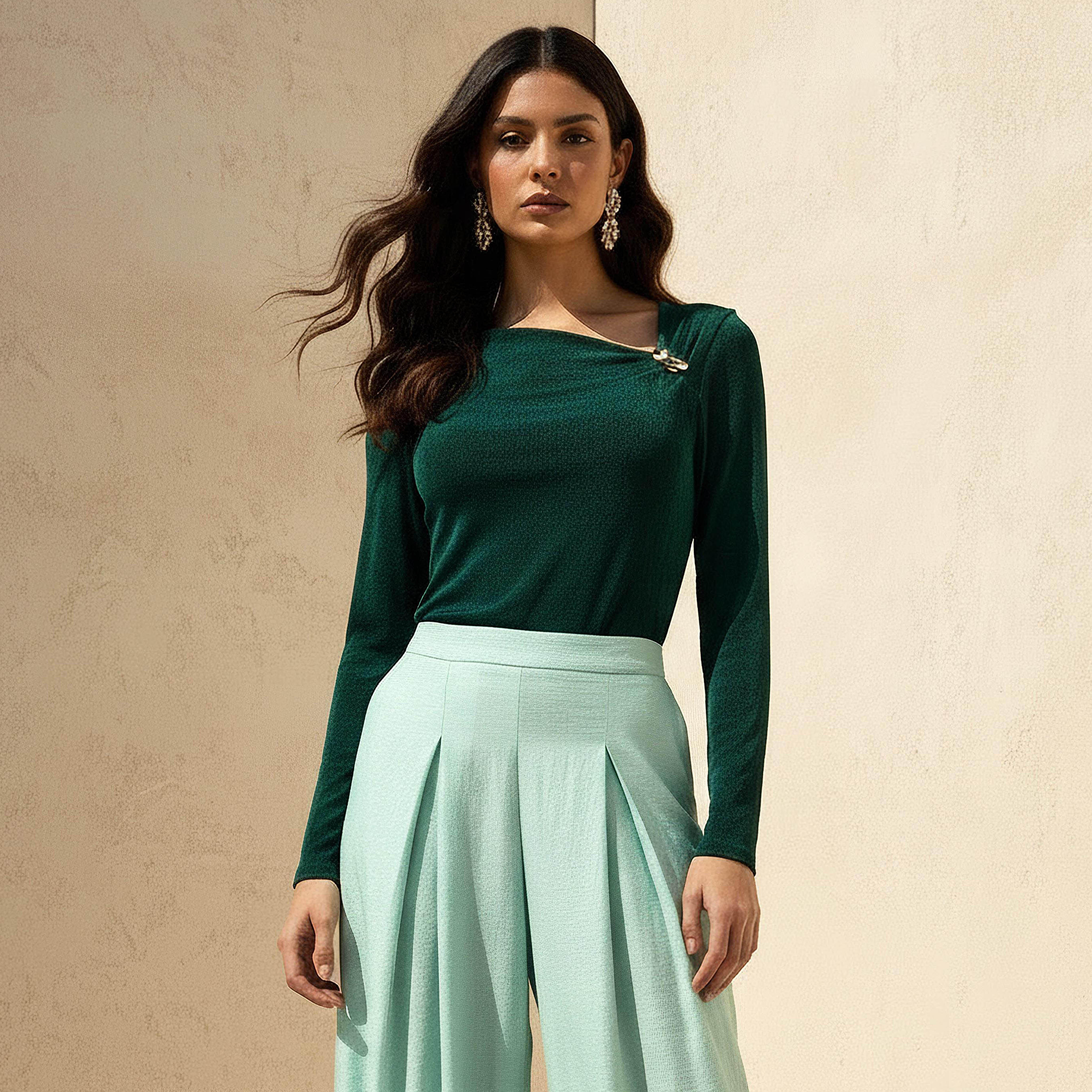 Slinky Knit Top with Metallic Trim-women-clothing-shirtsandblouses-blouses-image-1