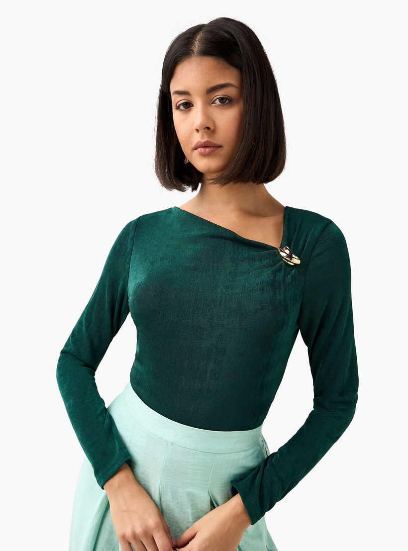 بلوزة محبوكة بحافة ميتاليك من سلينكي-women-clothing-shirtsandblouses-blouses-image-3