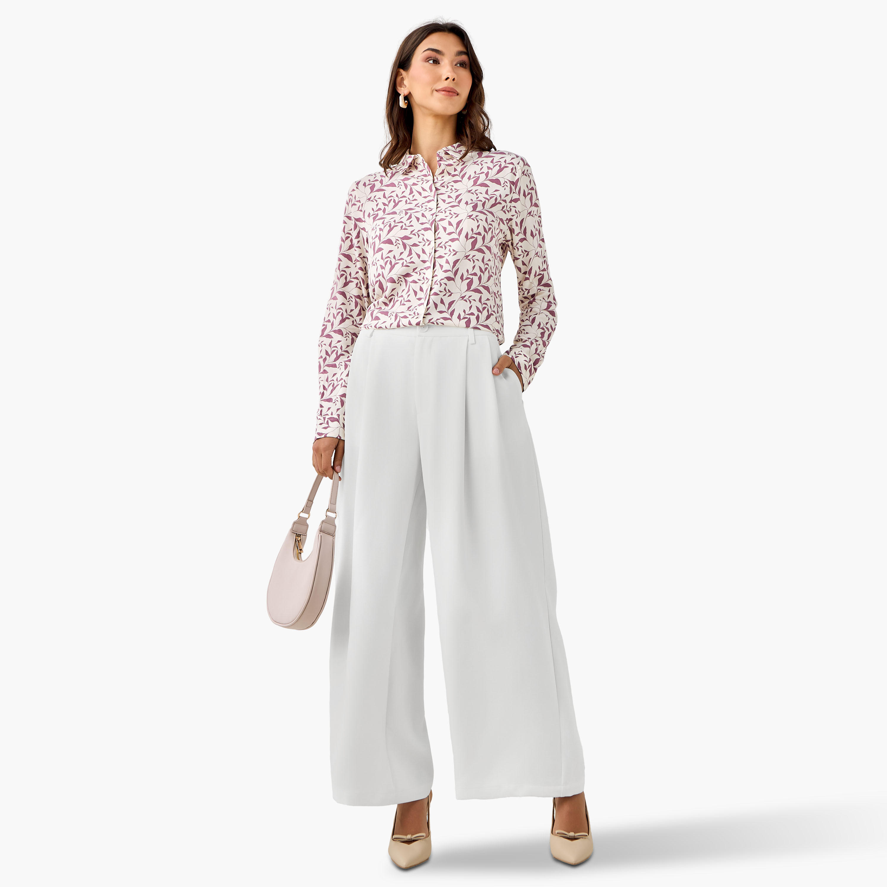 Flared Pants with Pleated Design-women-clothing-bottoms-trousers-image-3