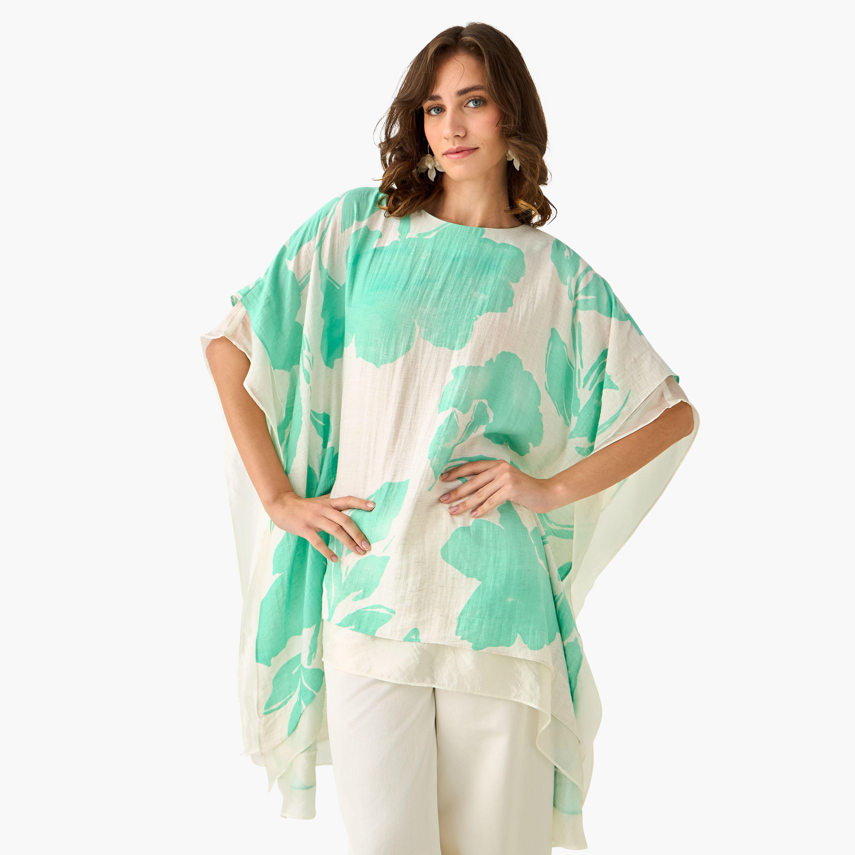 Crepe Kaftan Top with Print-women-clothing-coordsets-image-3