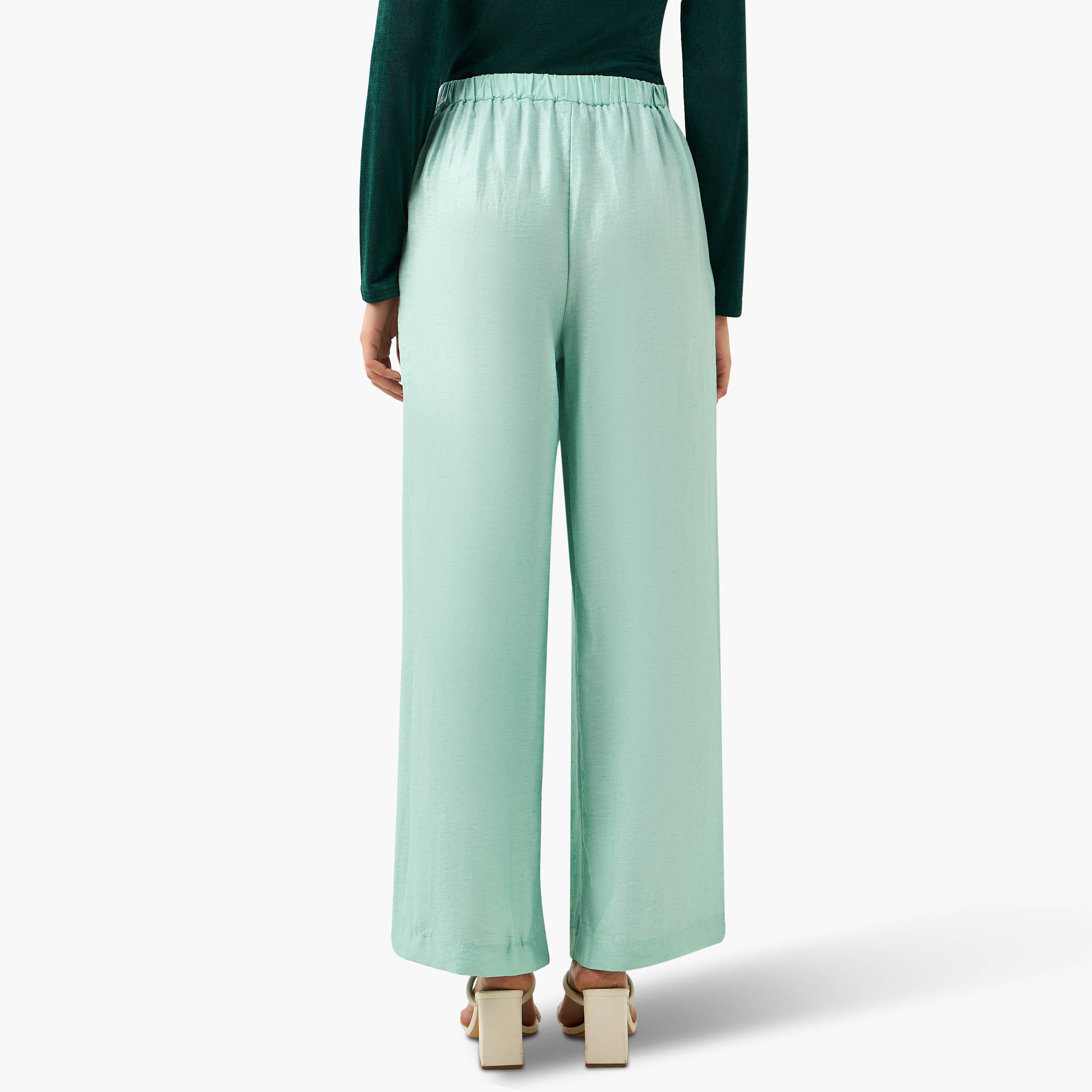 بنطلون واسع الساقين بكسرات ولون سادة-women-clothing-bottoms-trousers-image-4