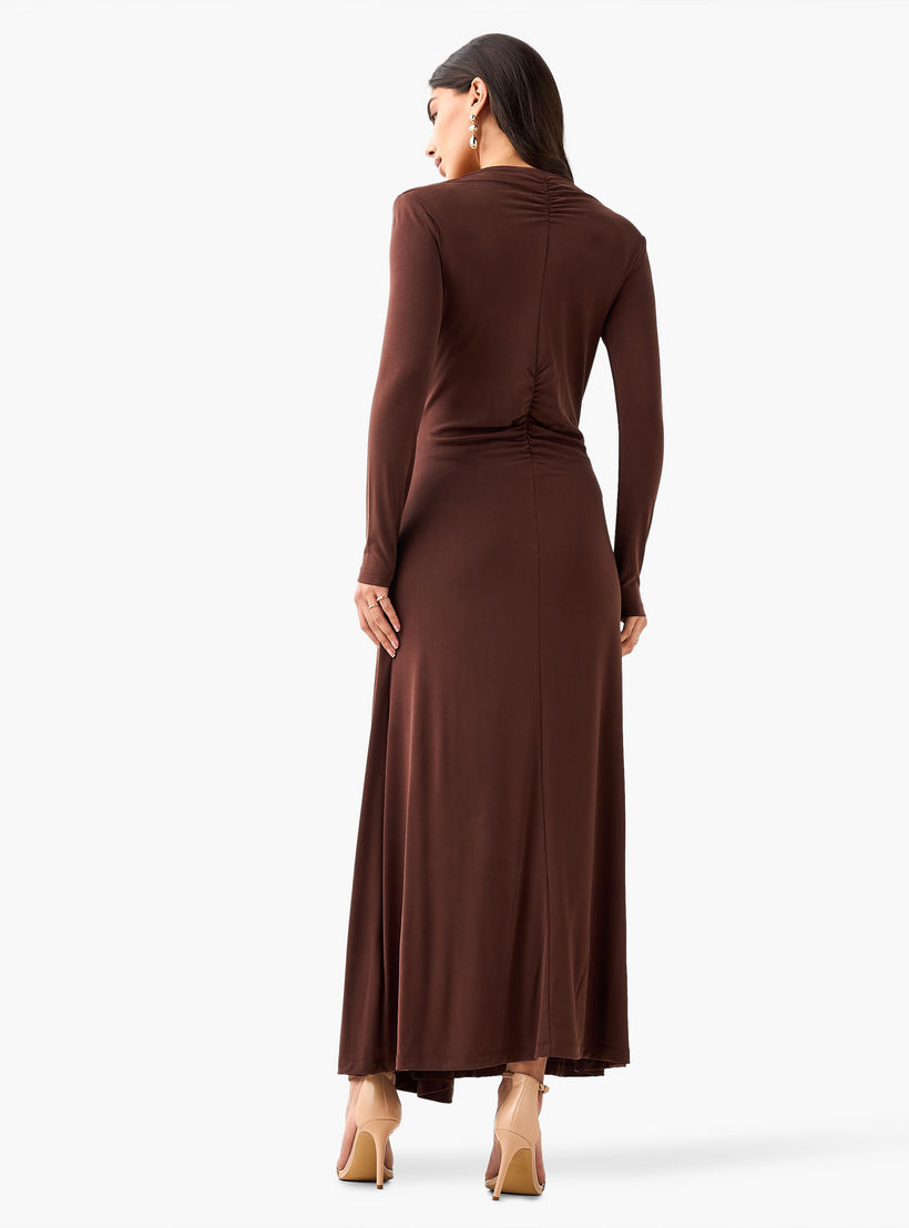 فستان ماكسي برقبة V وبتفاصيل عقدة ملتوية-women-clothing-dresses-image-4