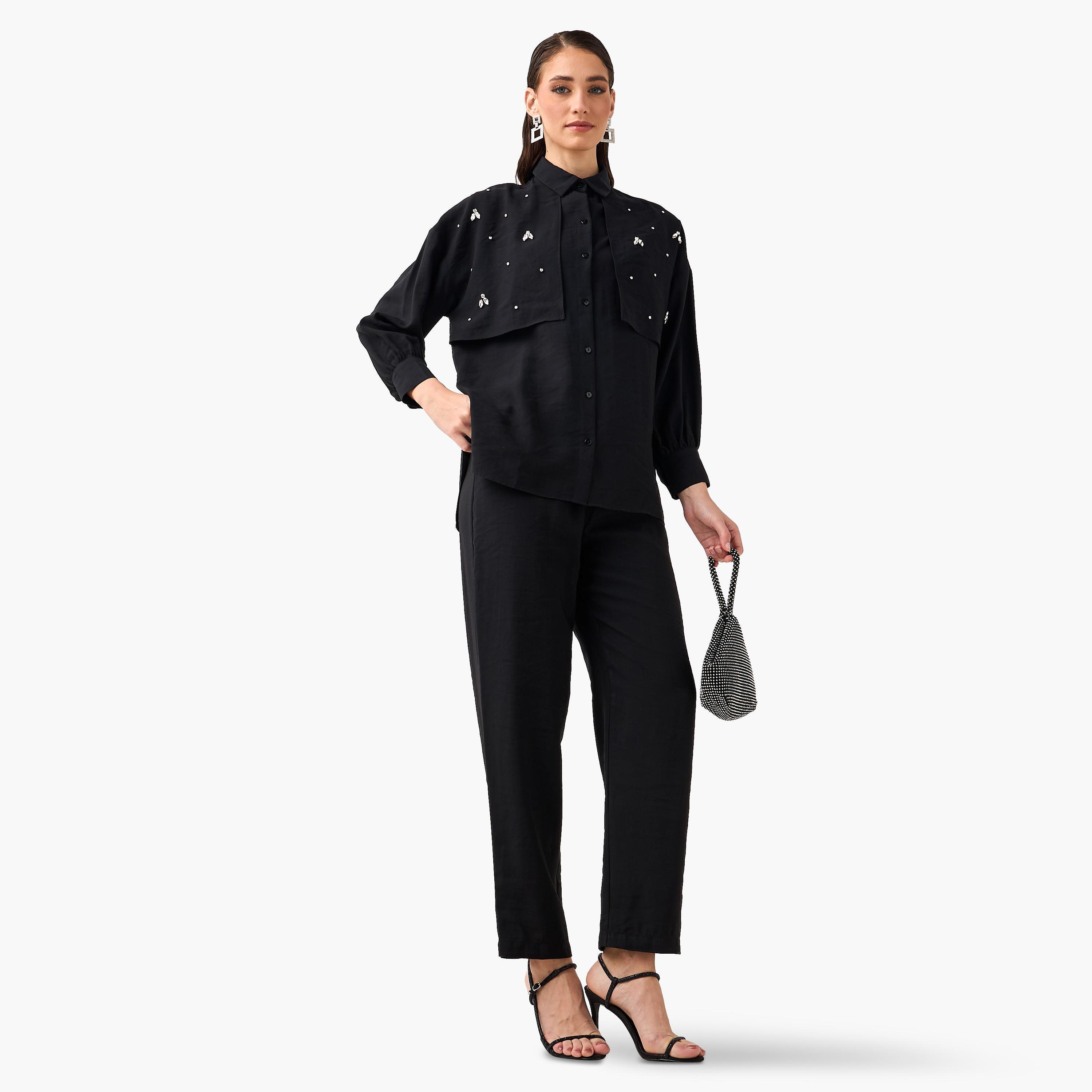 بنطلون بقصة مريحة وخصر مطاطي-women-clothing-coordsets-image-4