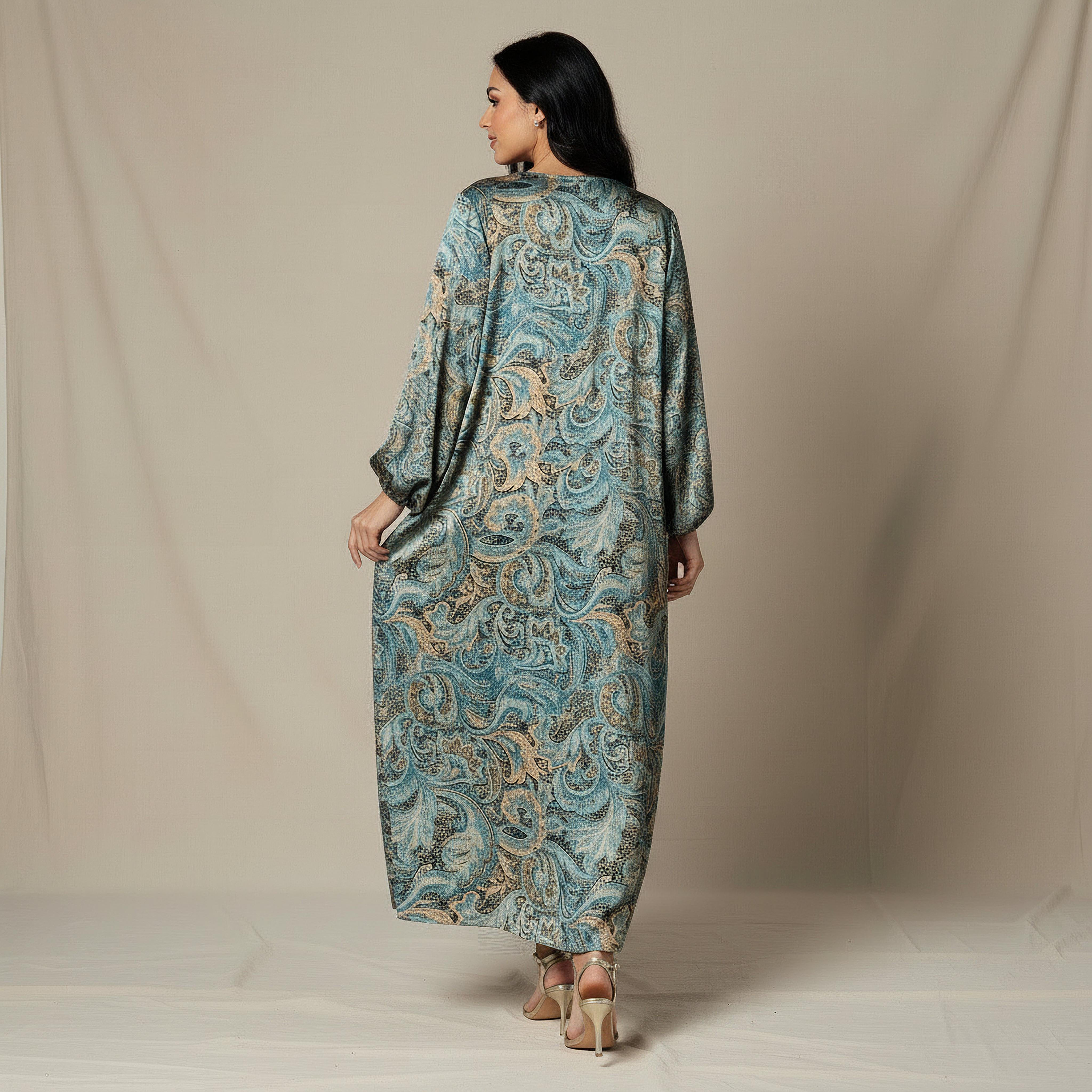 فستان ميدي إيه لاين بطبعات بيزلي وتفاصيل تزيينات-women-clothing-dresses-image-3