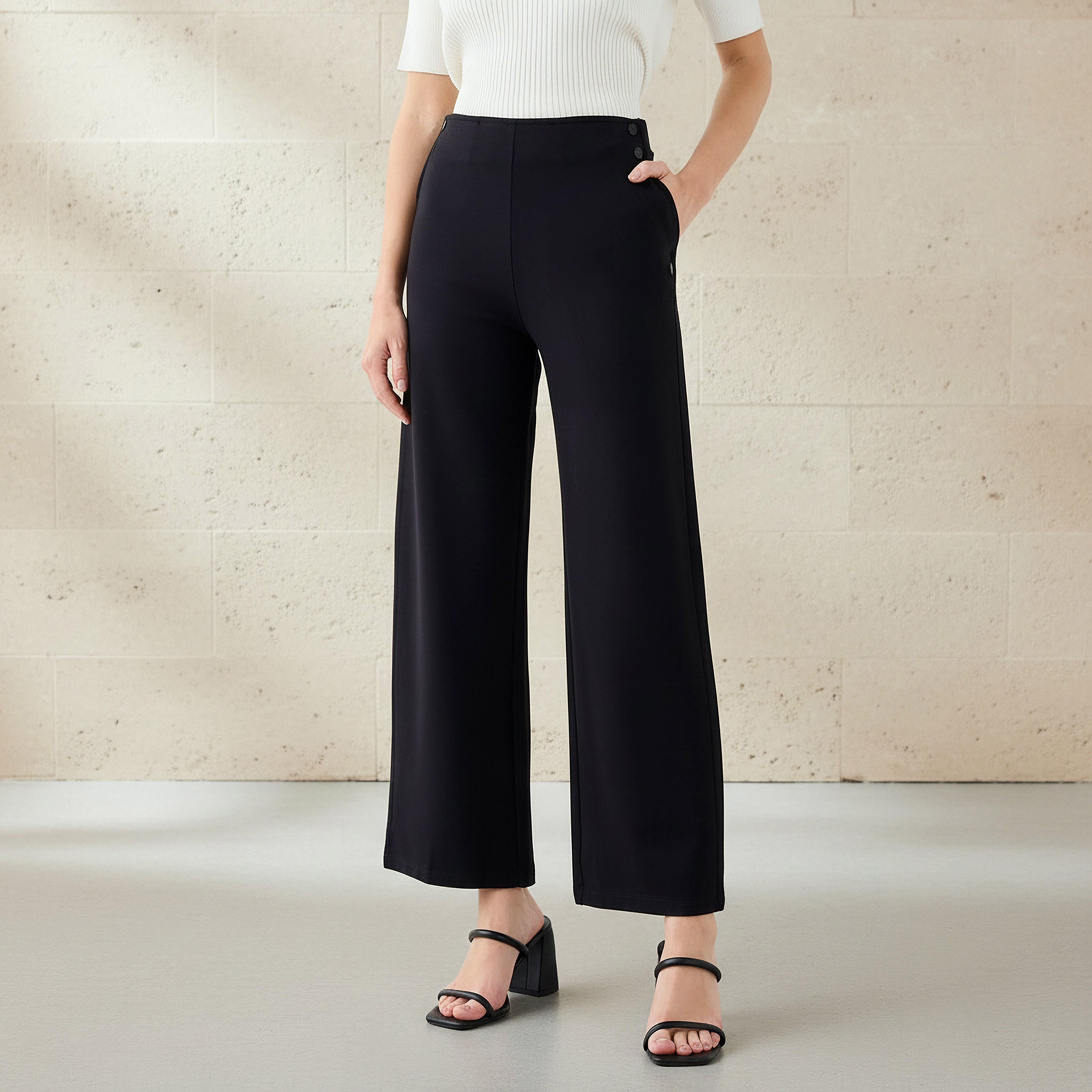 بنطلون بونتي بخصر مرتفع-women-clothing-bottoms-trousers-image-5